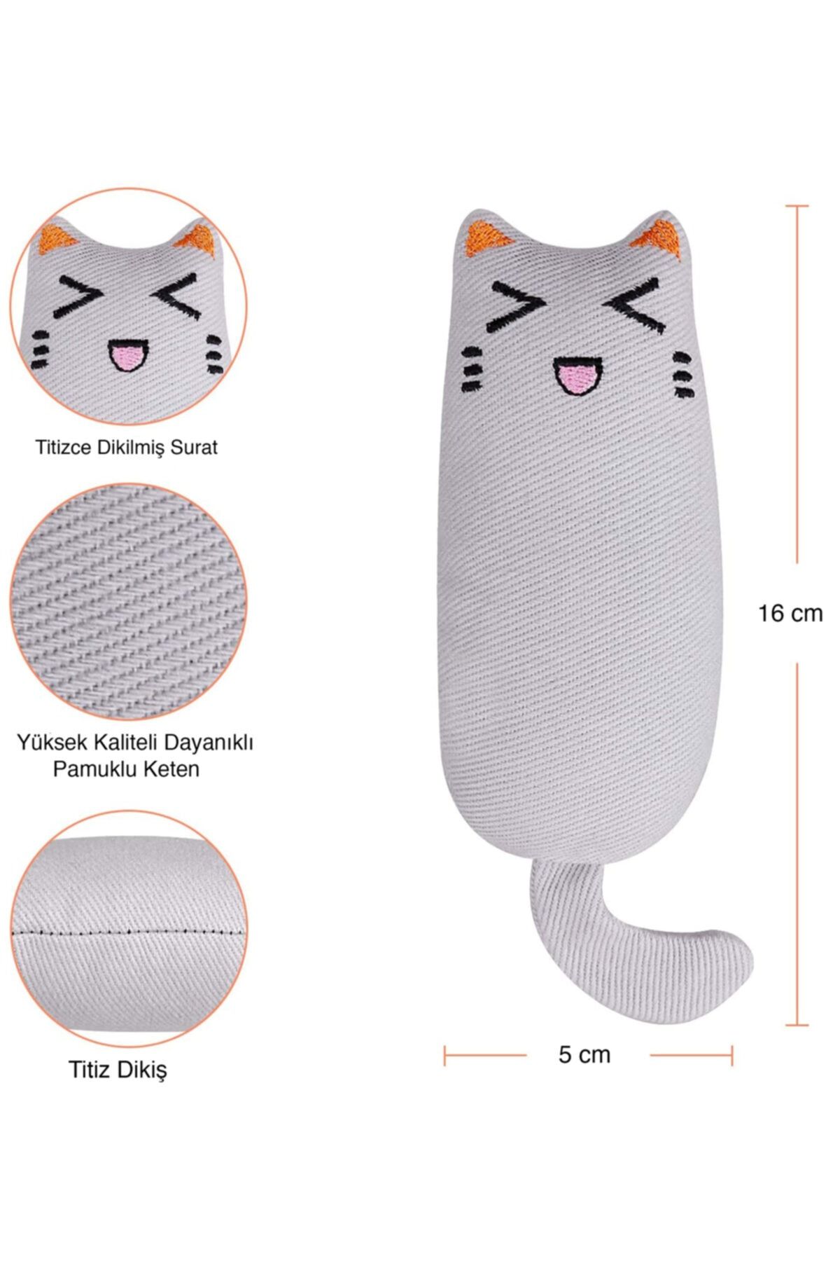 Petish Gri Renk Çıngıraklı Kedi Otlu Kedi Oyuncağı