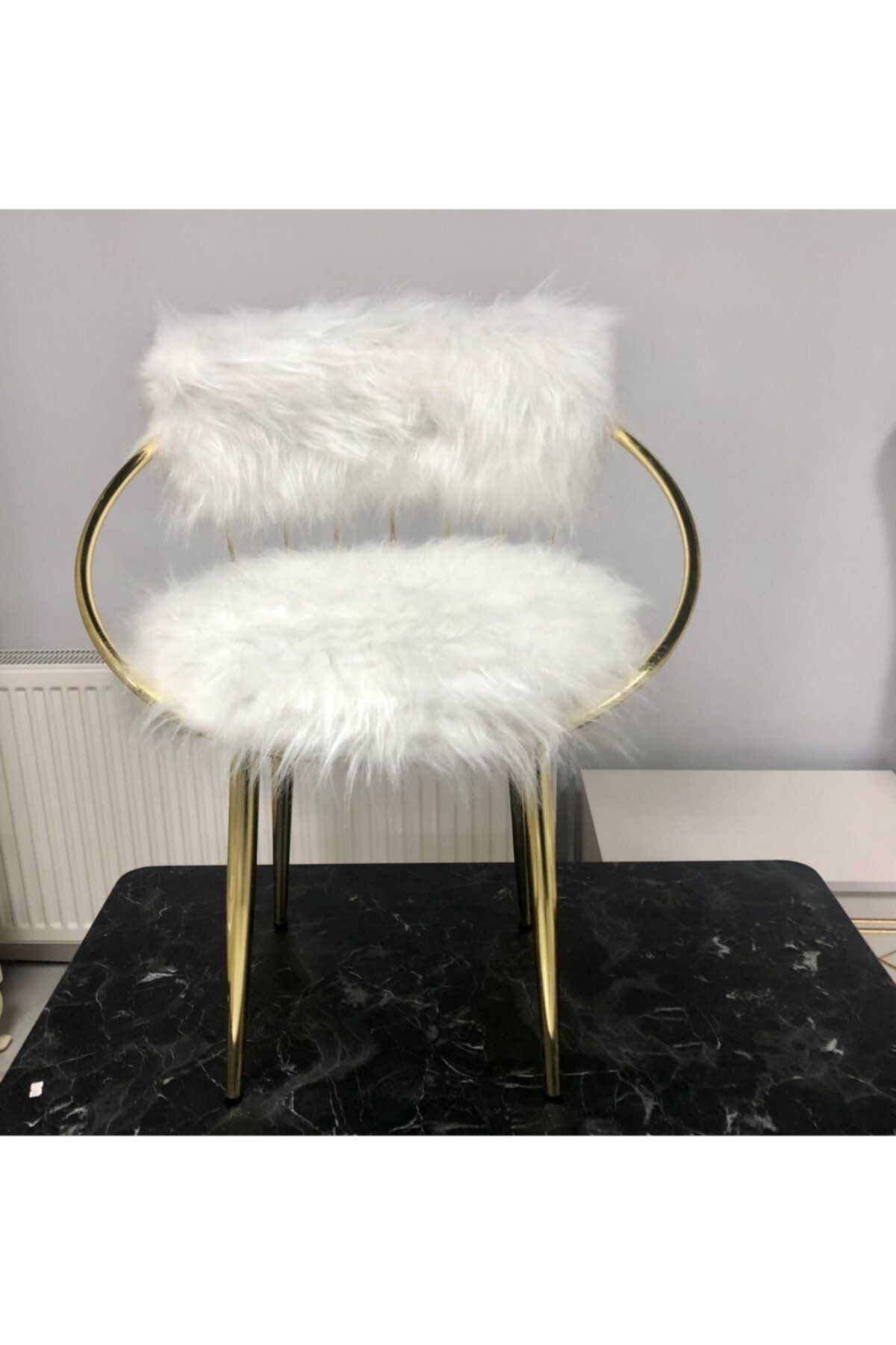 MONEZZA MOBİLYA Peluş Gold Sandalye