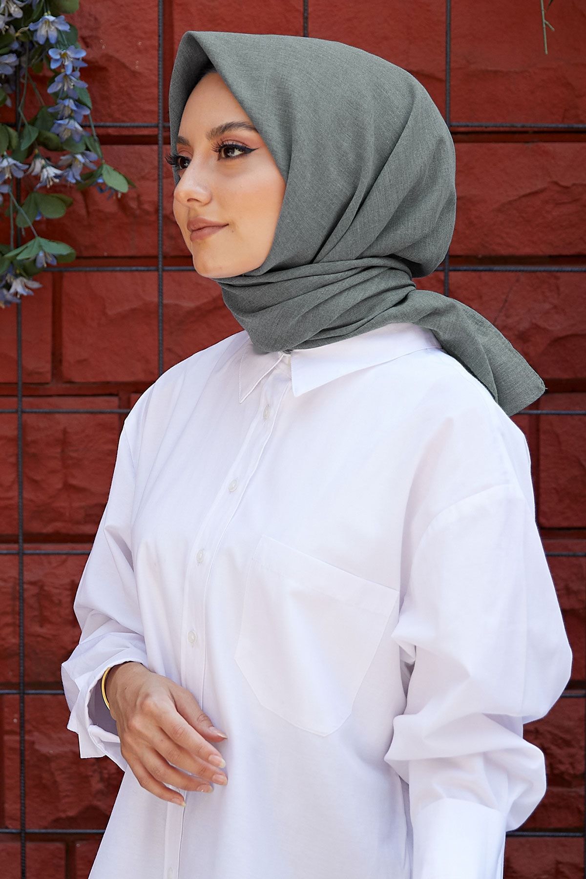 AFVENTE Kadın Uçuk Yeşil Cotton Pamuk Eşarp Ck02