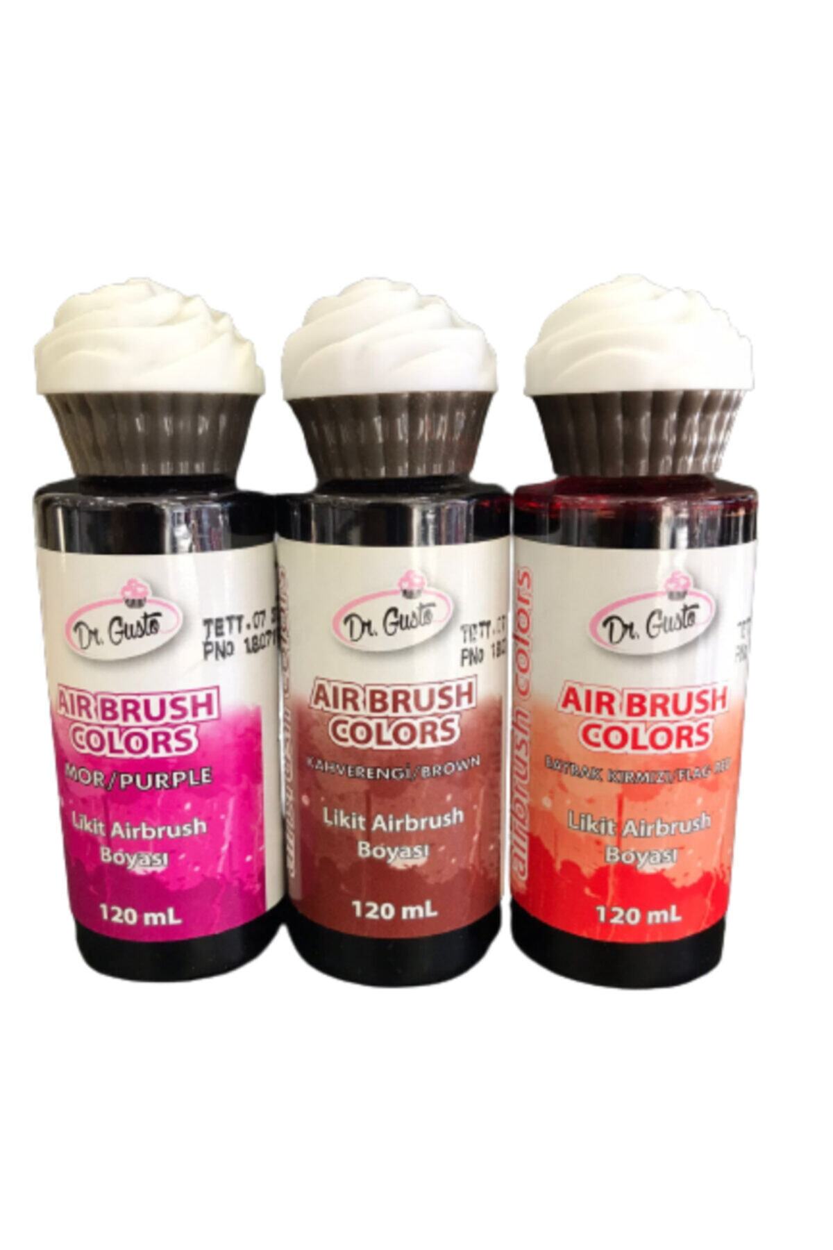 Dr. Gusto Dr Gusto Airbrush 3 Lü Set Bayrak Kırmızı / Kahverengi / Mor Likit Gıda Boya 120 gr