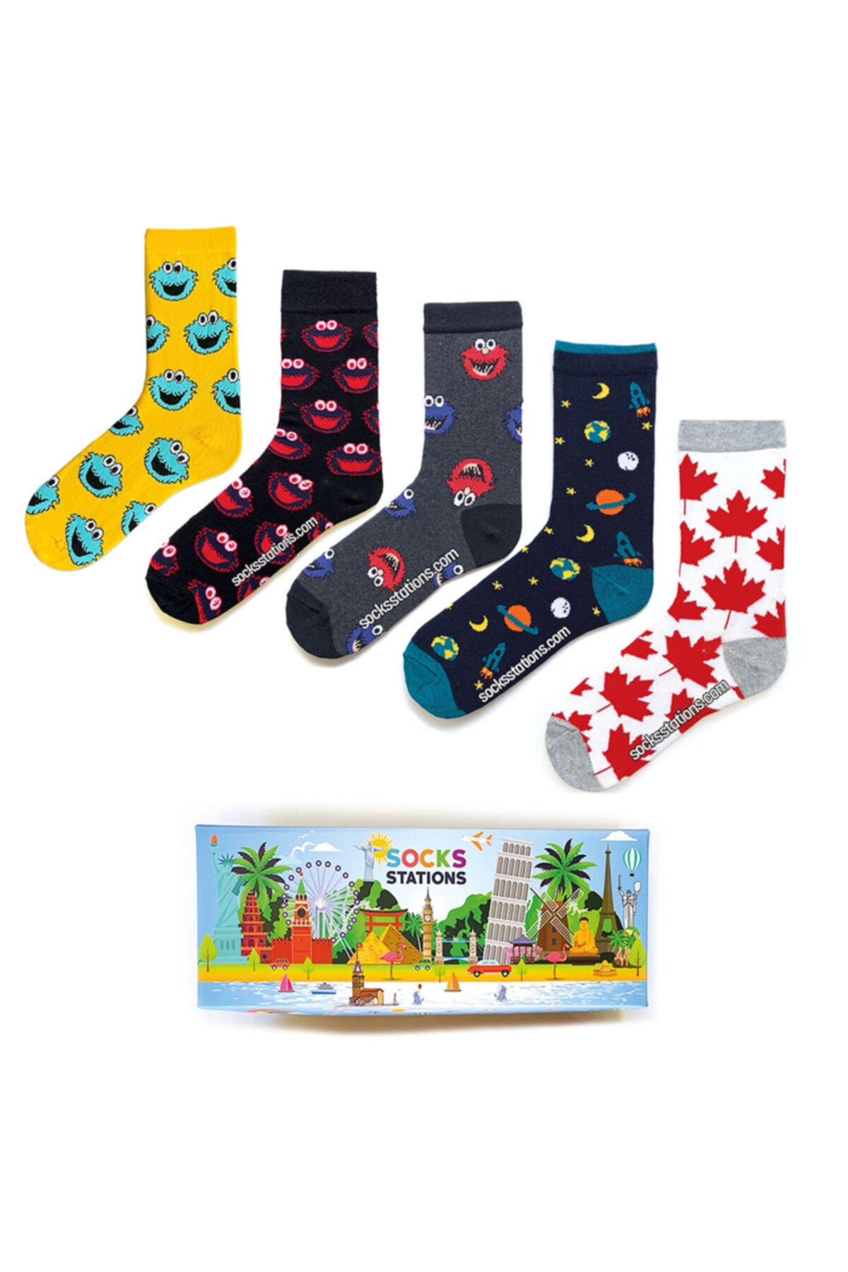 Socks Stations 5'li Elmo Ve Kurabiye Canavarı Çorap Kutusu
