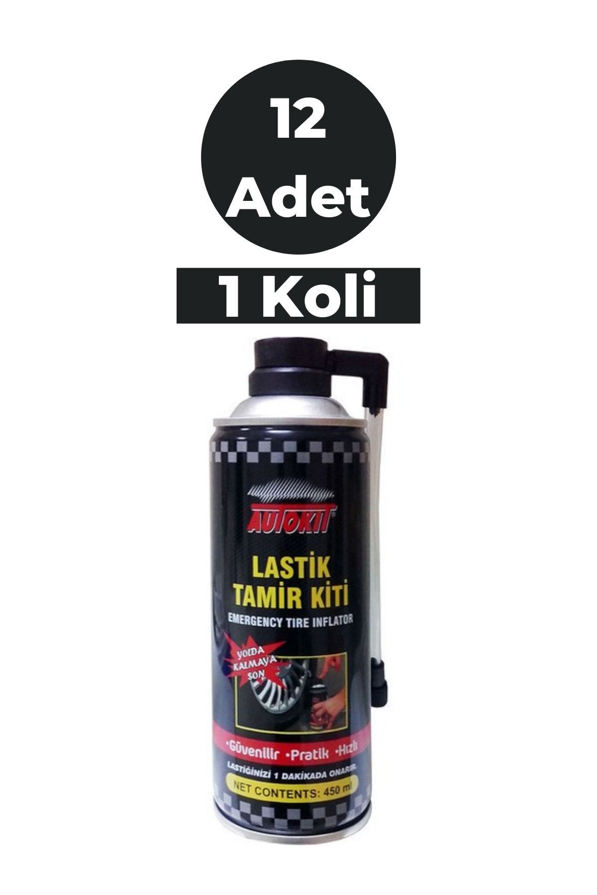 Autokit Lastik Tamir Spreyi Lastik Tamir Kiti 450 Ml X 12 Adet (1 Koli)
