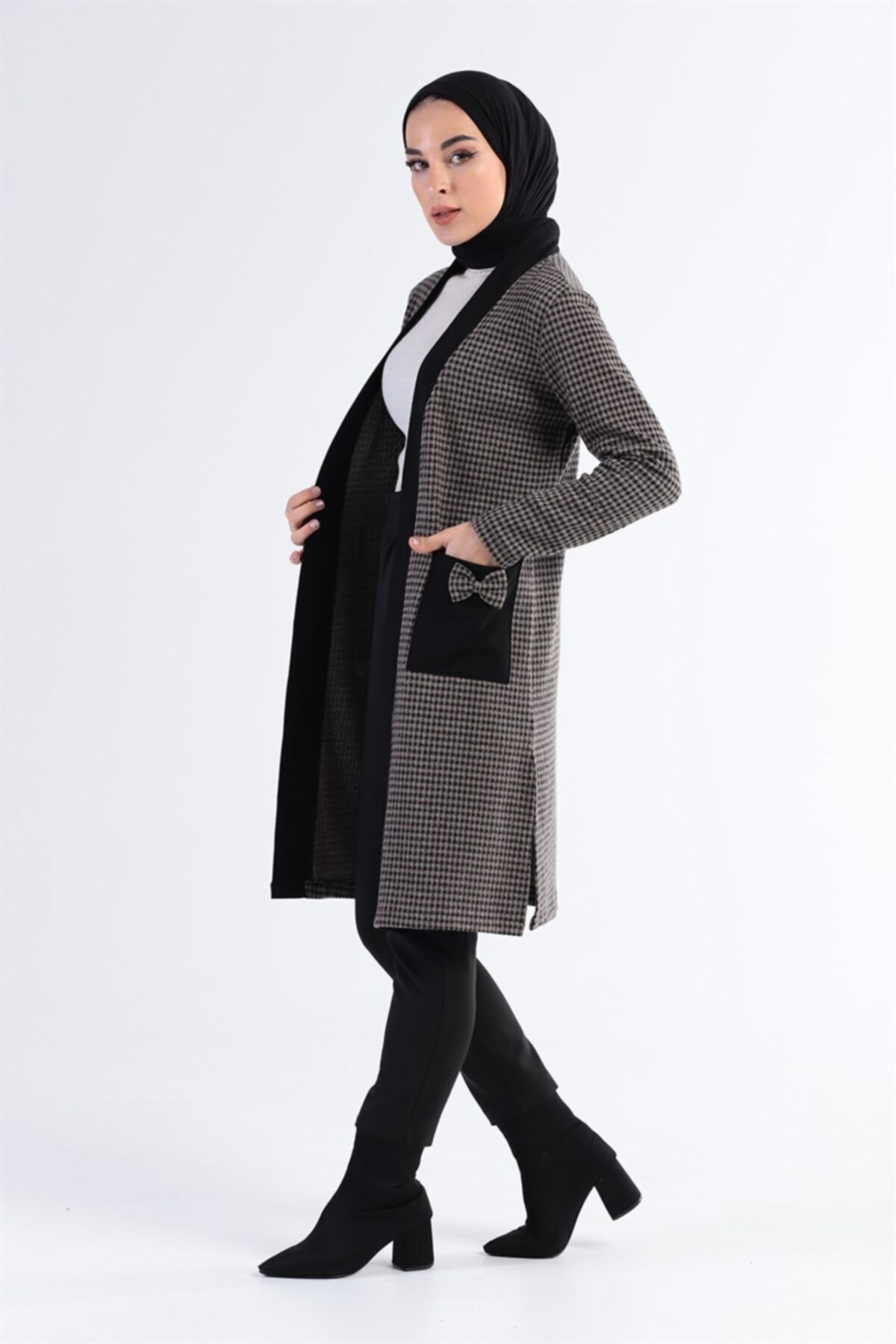 ModaBerfu Cebi Fiyonklu Hırka 6002-latte