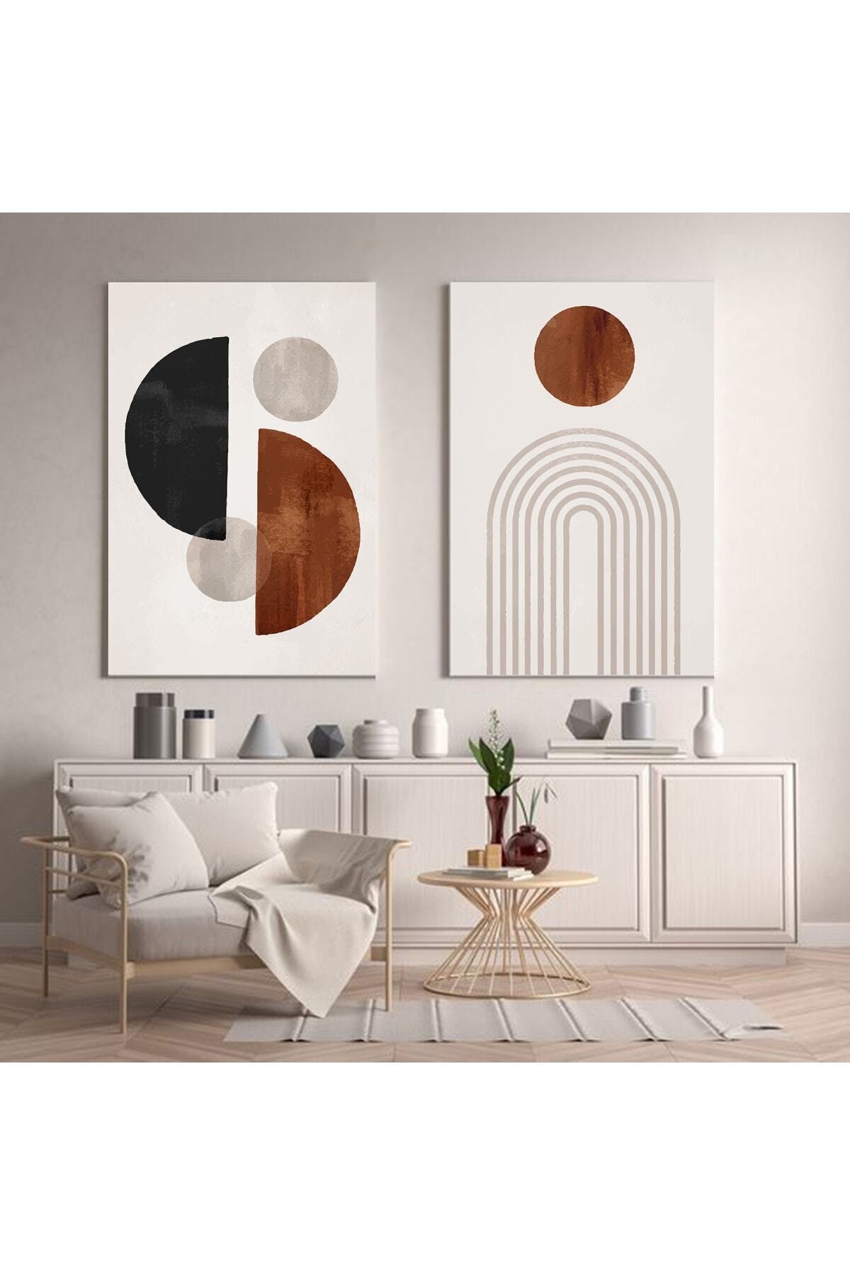 Blok Tablo Soyut Temalı Dekoratif Kanvas Tablo (2 Li Set Olarak Satılmaktadır)