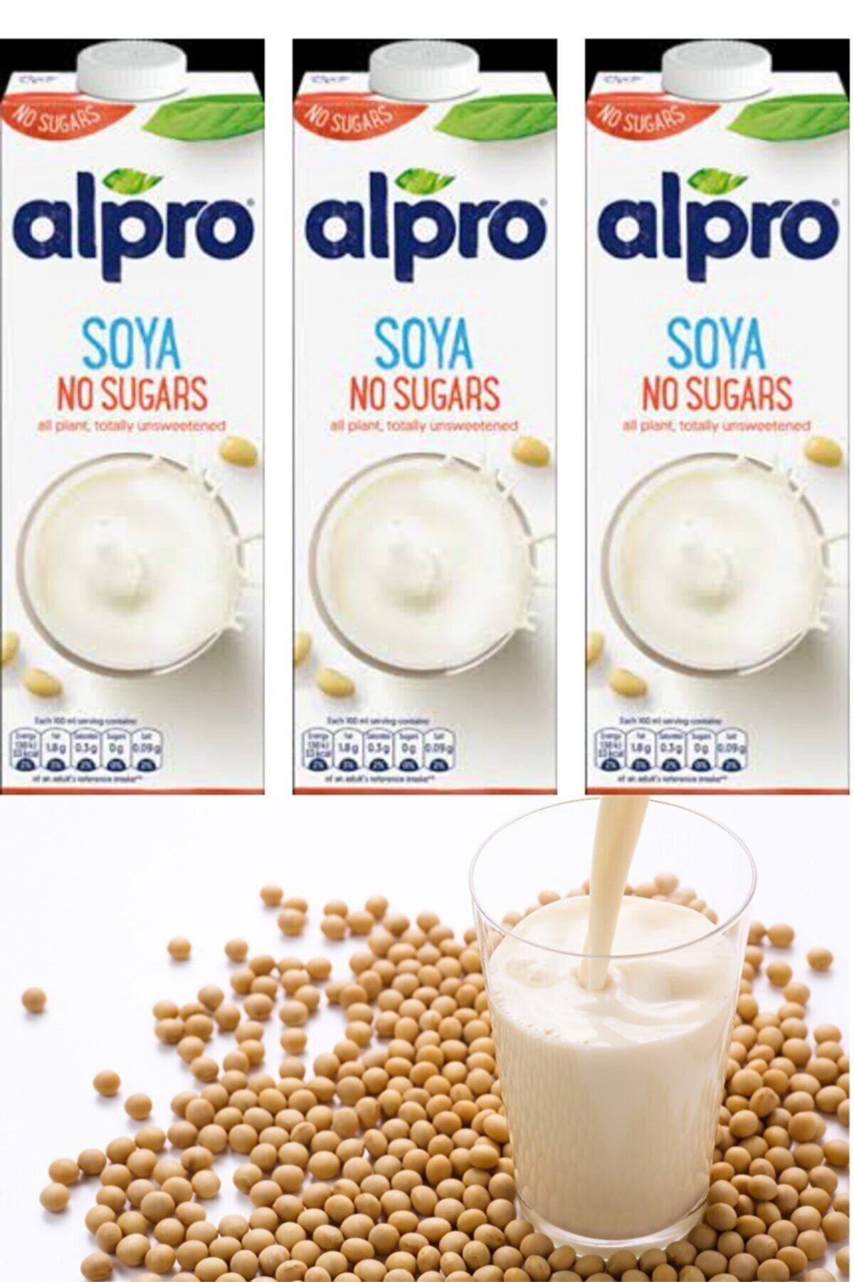 Alpro Soya Sütü Şekersiz 3 X 1lt