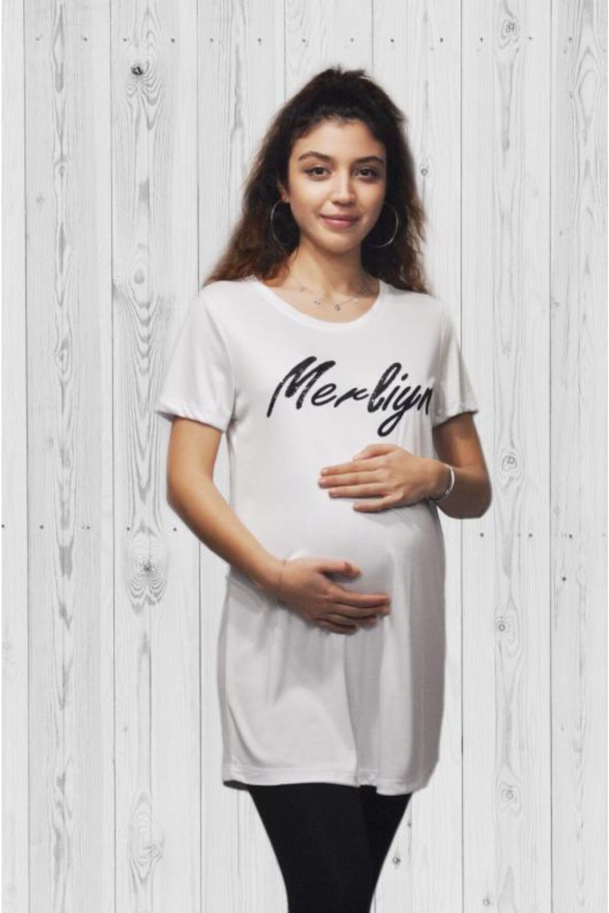 MERLİYN GİYİM Merliyn Nakışlı Hamile Tshirt Mr-31