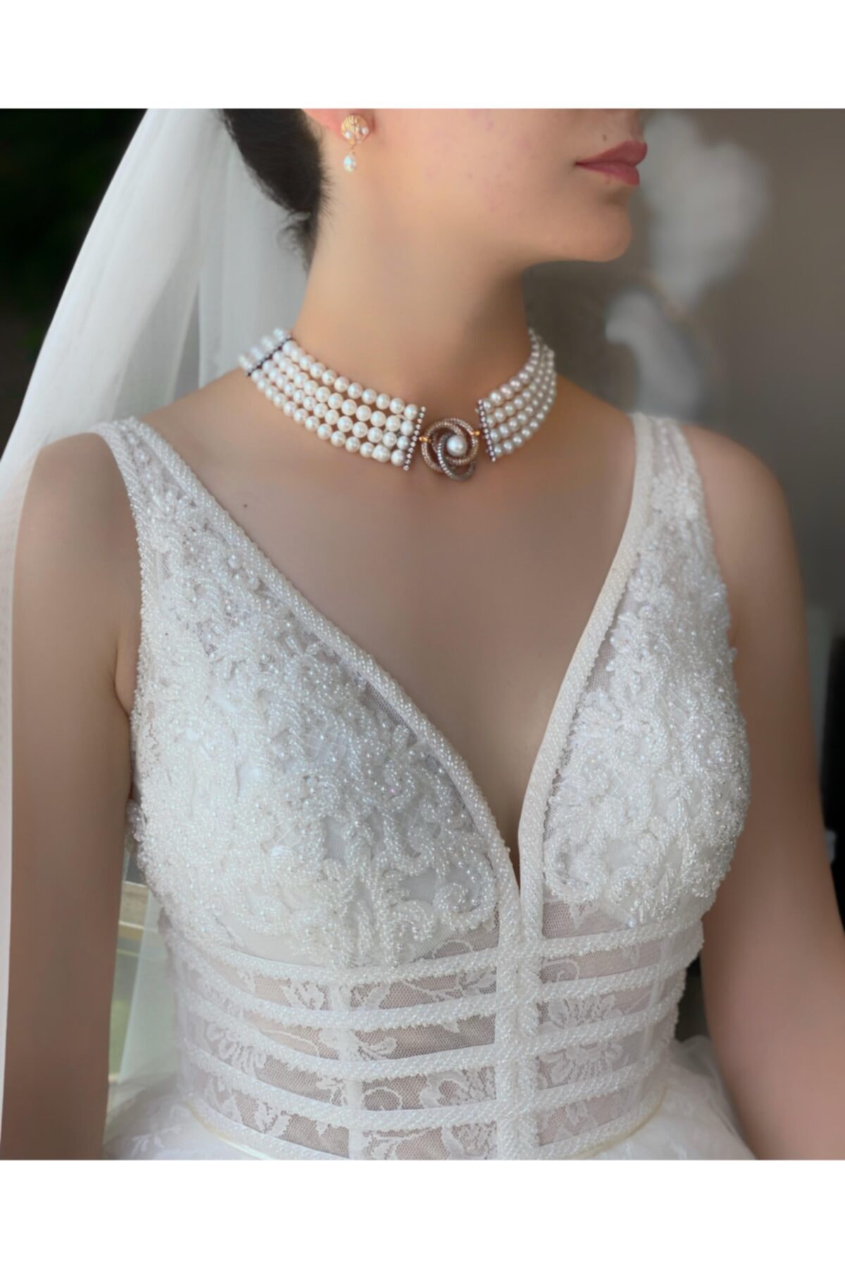 Birinci1926 14 Ayar Altın Girdap Model Kolyeli Inci Kadın Set