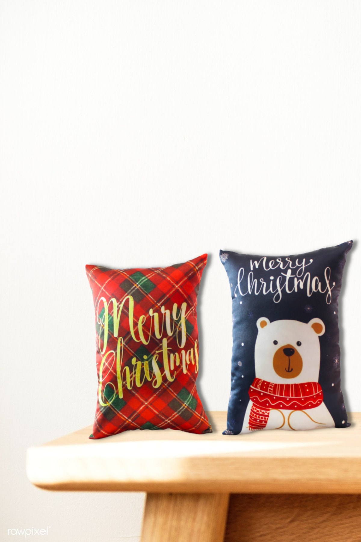 The Wolke Merry Christmas Temalı New Year Konsept Hediyelik Mini Yastık 2'li Set 28x20