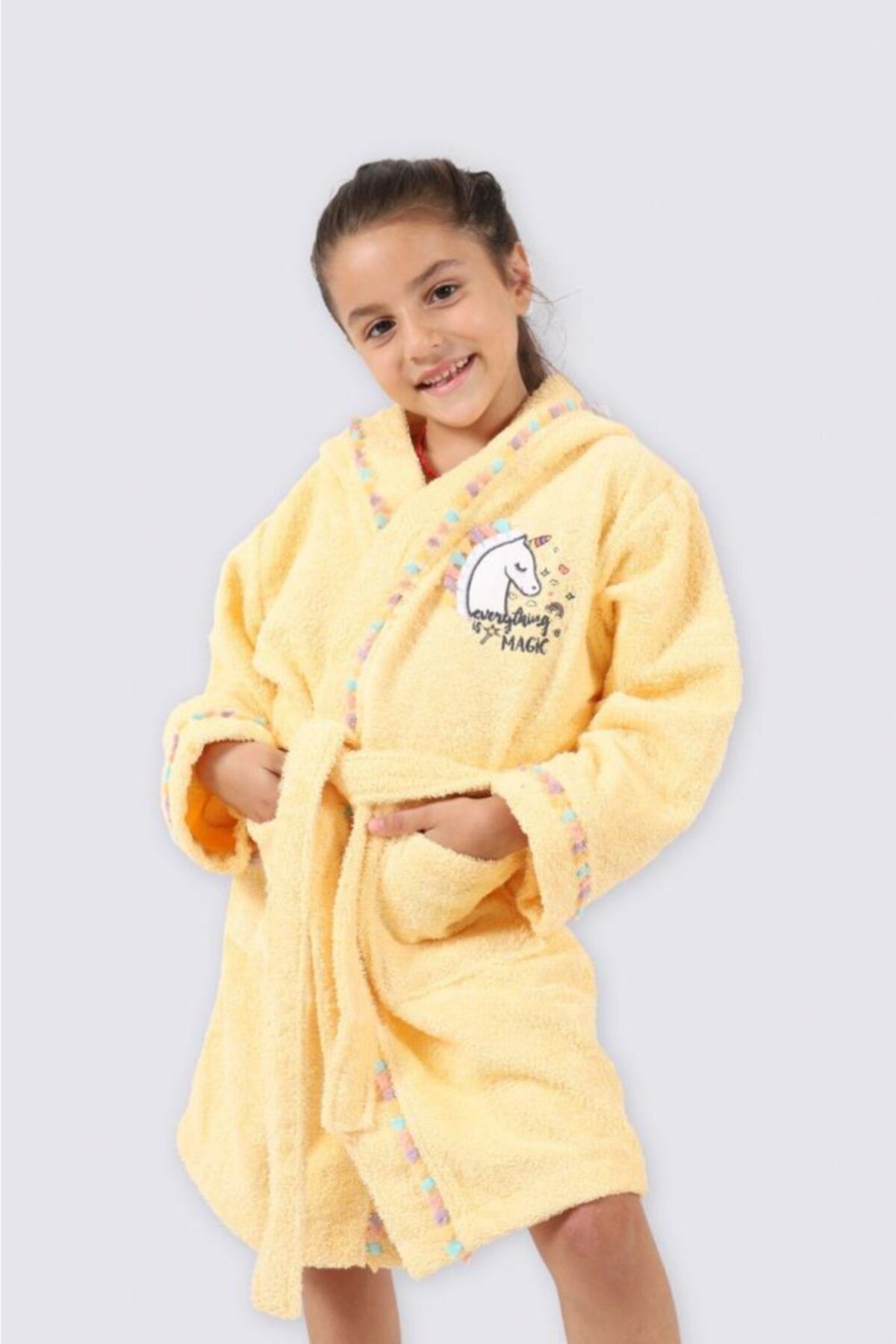 Ecocotton Green Black Unicorn Çocuk Bornoz Sarı 5*6 Yaş