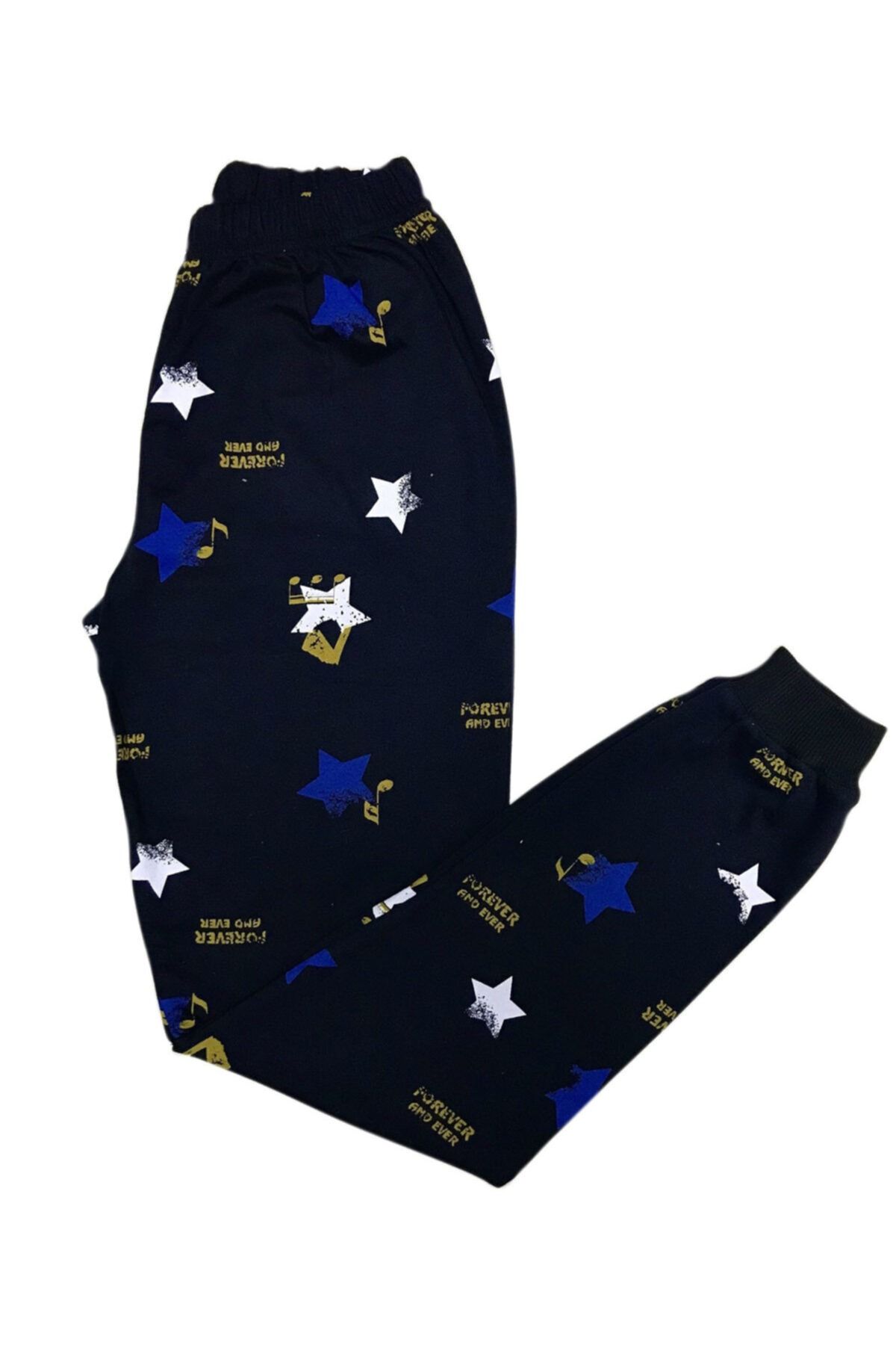 BUBİ GİYİM Yıldız Notalı Unısex Tek Alt Pijama