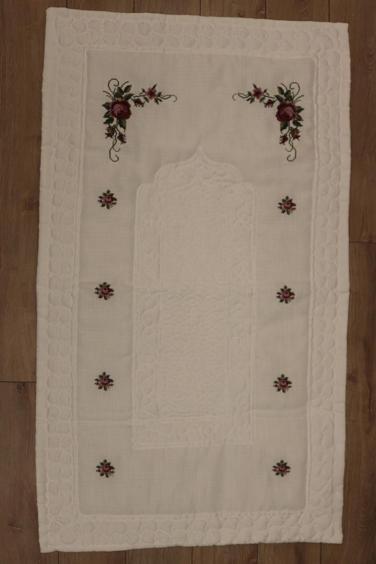 manzak Nakışlı Seccade-krem-taba Güllü - 9