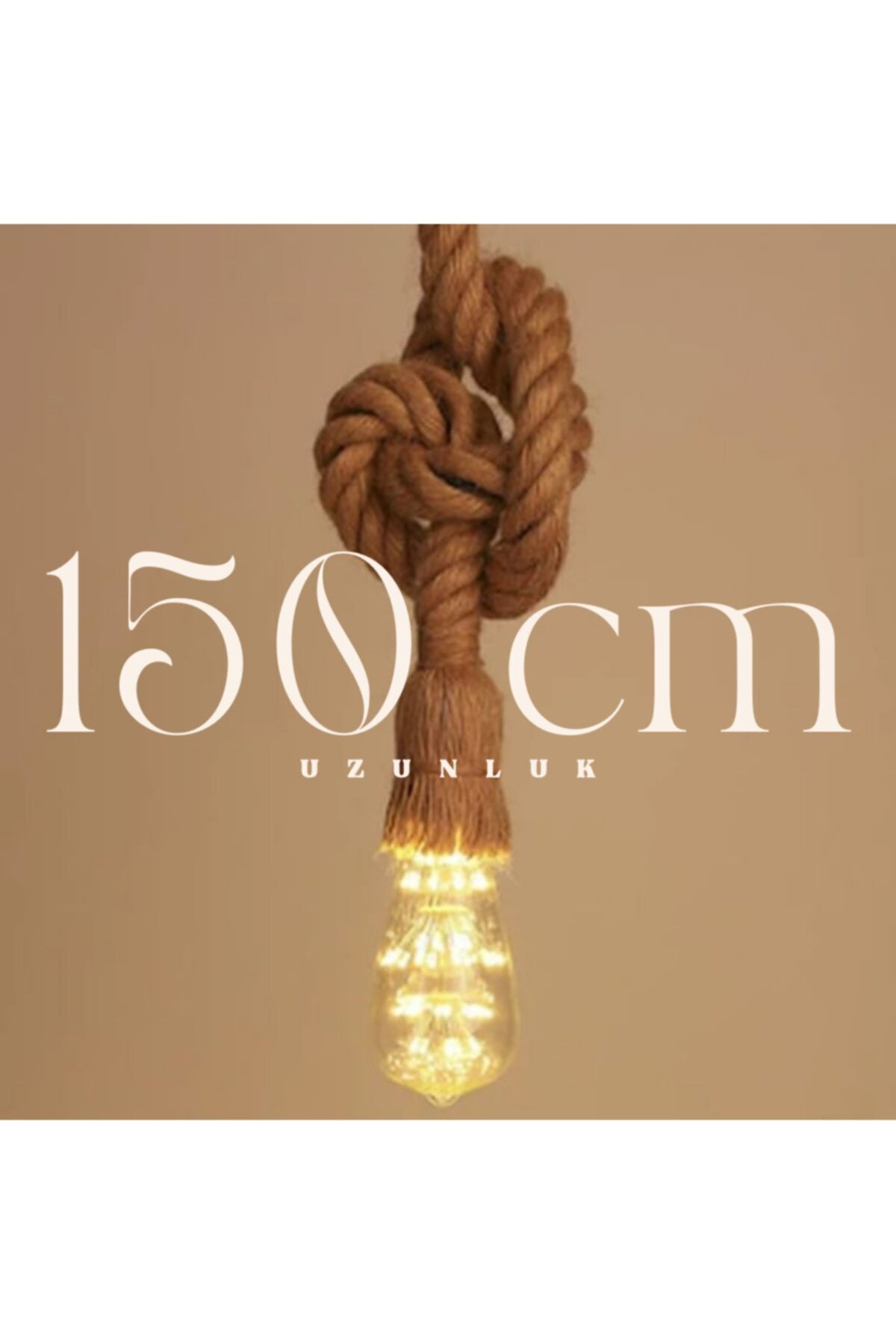 nazen ahşap 150 Cm (1 BUÇUK METRE) Sarkıt Avize Cafe Avizesi Jüt Halat Avize Rustik Avize Sarkıt
