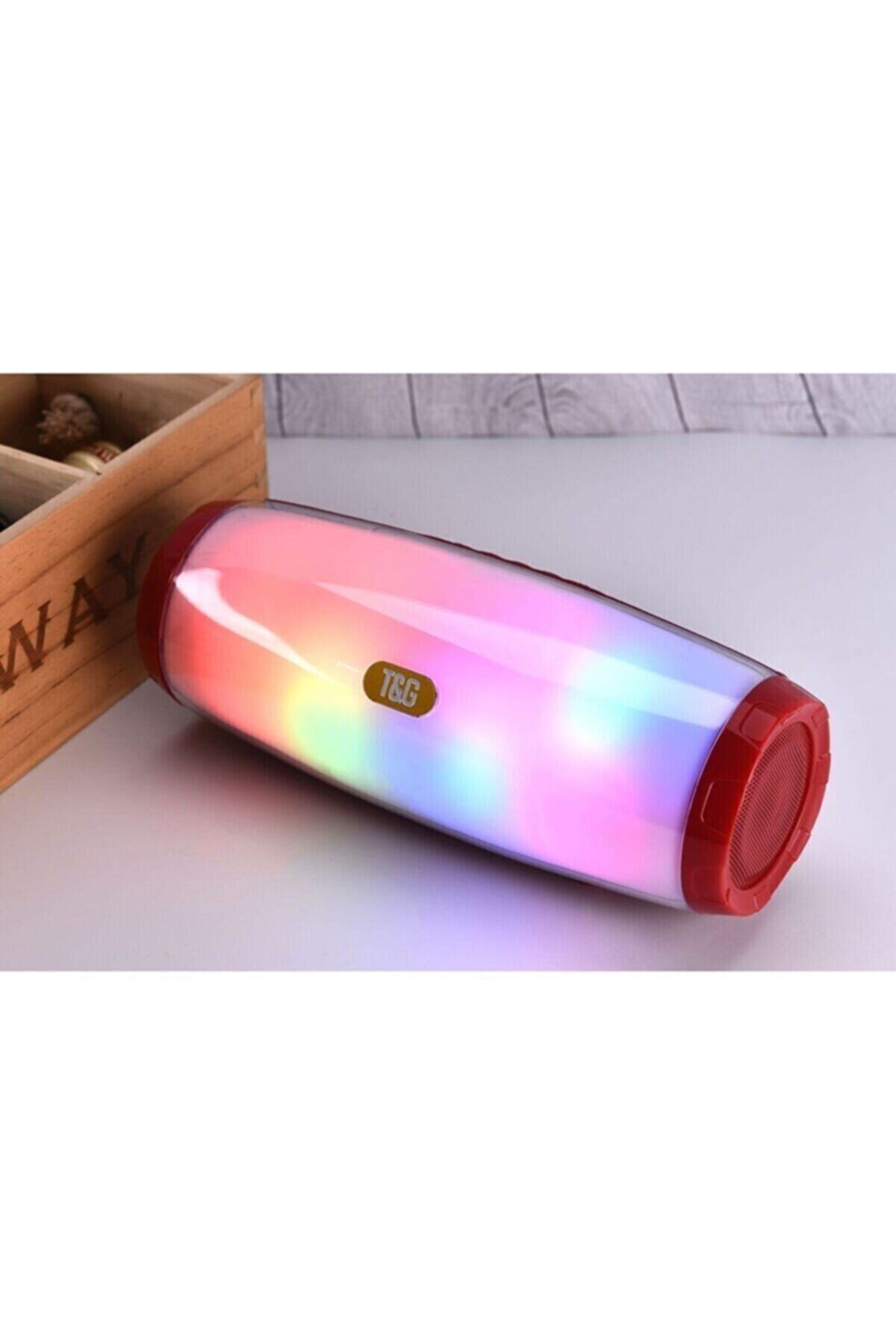 By mia Tg157 Kırmızı Su Geçirmez Rgb Led Işıklı Kablosuz Wireless Bluetooth 5.0 Hoparlör Speaker