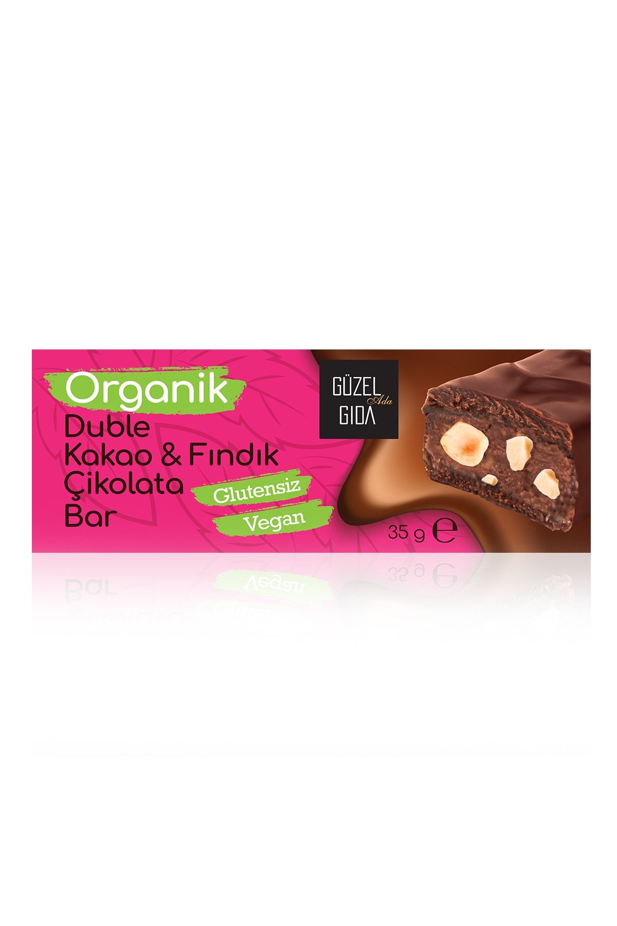 Güzel Ada Gıda Güzel Gıda Organik Duble Fındık Çikolata Ezmeli Vegan Bar Glutensiz