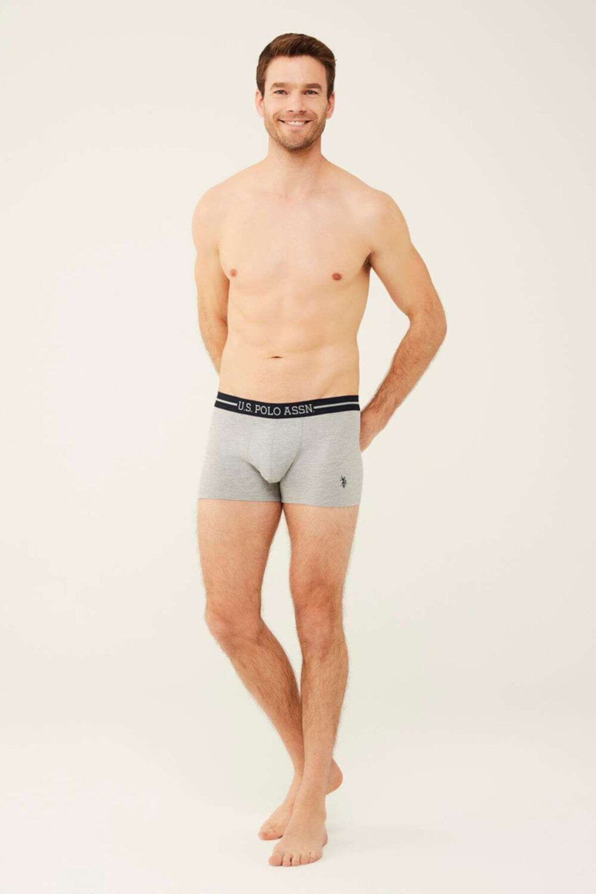U.S. Polo Assn. Erkek Gri Melanj - Lacivert - Gri Melan 3 Lü Boxer