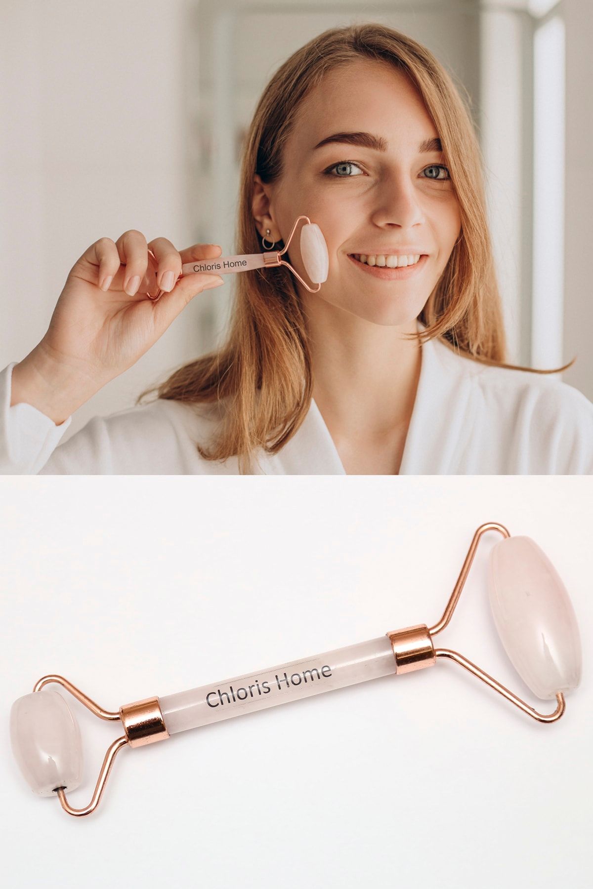 CHLORIS HOME Doğal Pembe Kuvars Roller Masaj Taşı