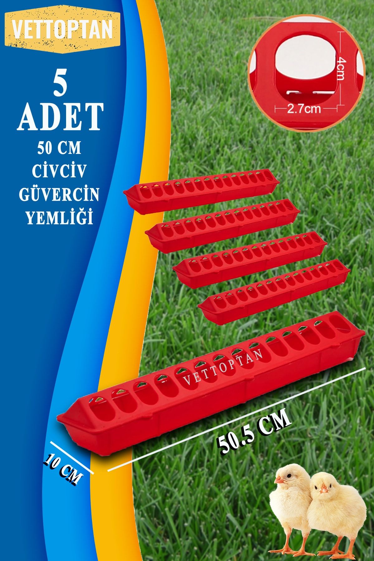 SHAVER Civciv Güvercin 5 Adet Yemlik Tavuk Yemliği 50 cm Yumurtacı Mavi Kahverengi Yumurta Posta Güvercini