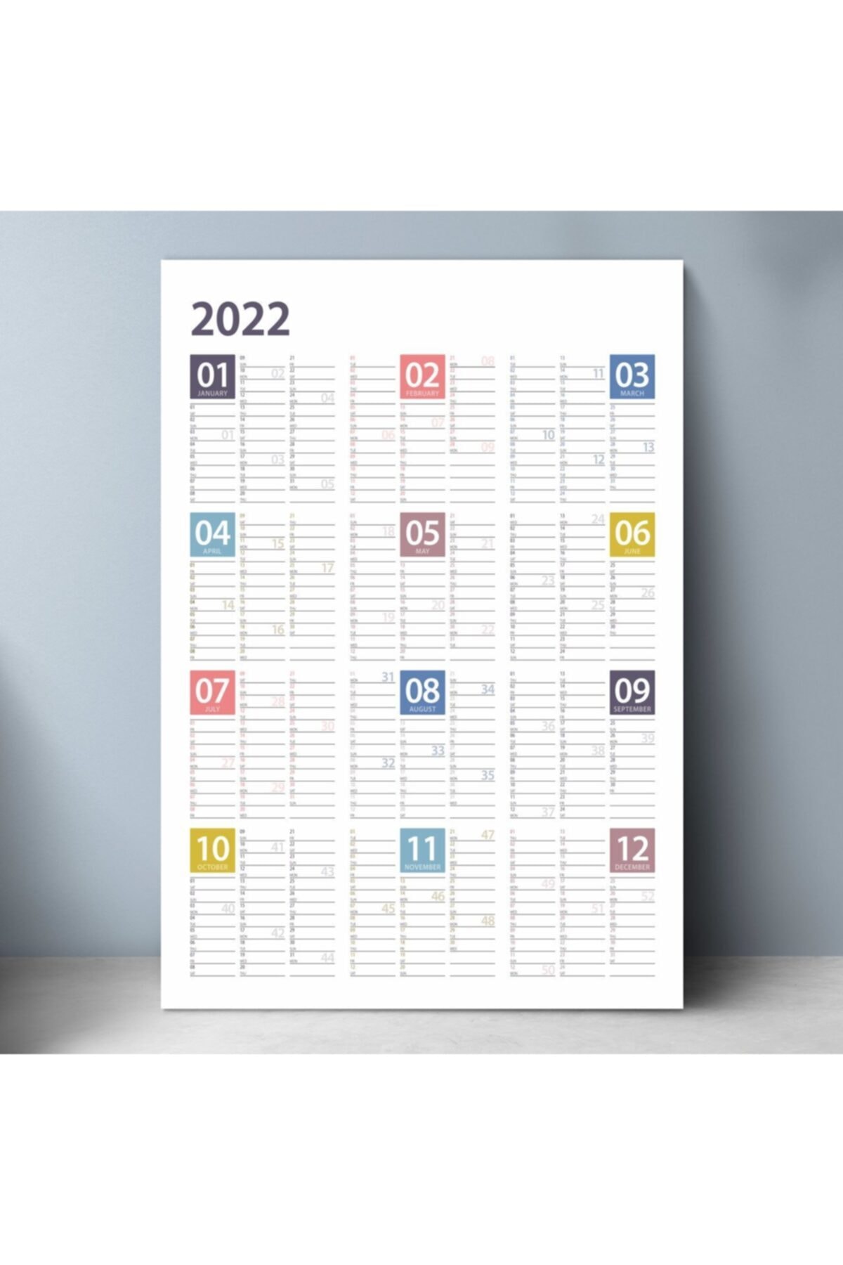 bi'aldım 2022 Yıllık Planlama Duvar Takvimi 35x50 Cm Bordo Pembe Wall Planner