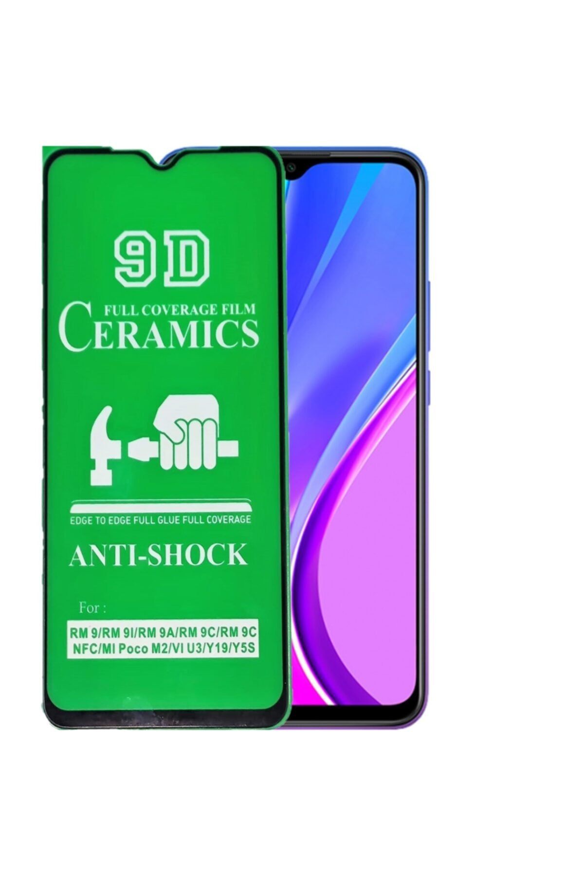 SKV MOBILE Xiaomi Redmi 9 Uyumlu Seramik Esnek Nano Tam Ekran Koruyucu Kırılmaz Cam