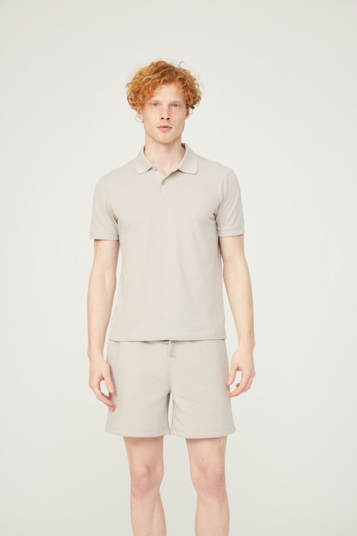 BO Basics Erkek Pastel Gri Polo Tshirt