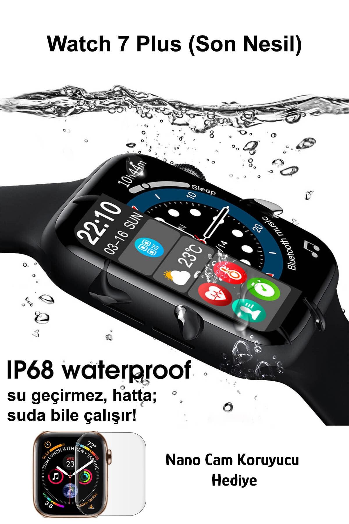Black Dice Iphone Ve Android Uyumlu Watch 7 Plus Son Nesil - Siyah Yan Düğme Ileri Geri Ve Yakınlaştırma Aktif