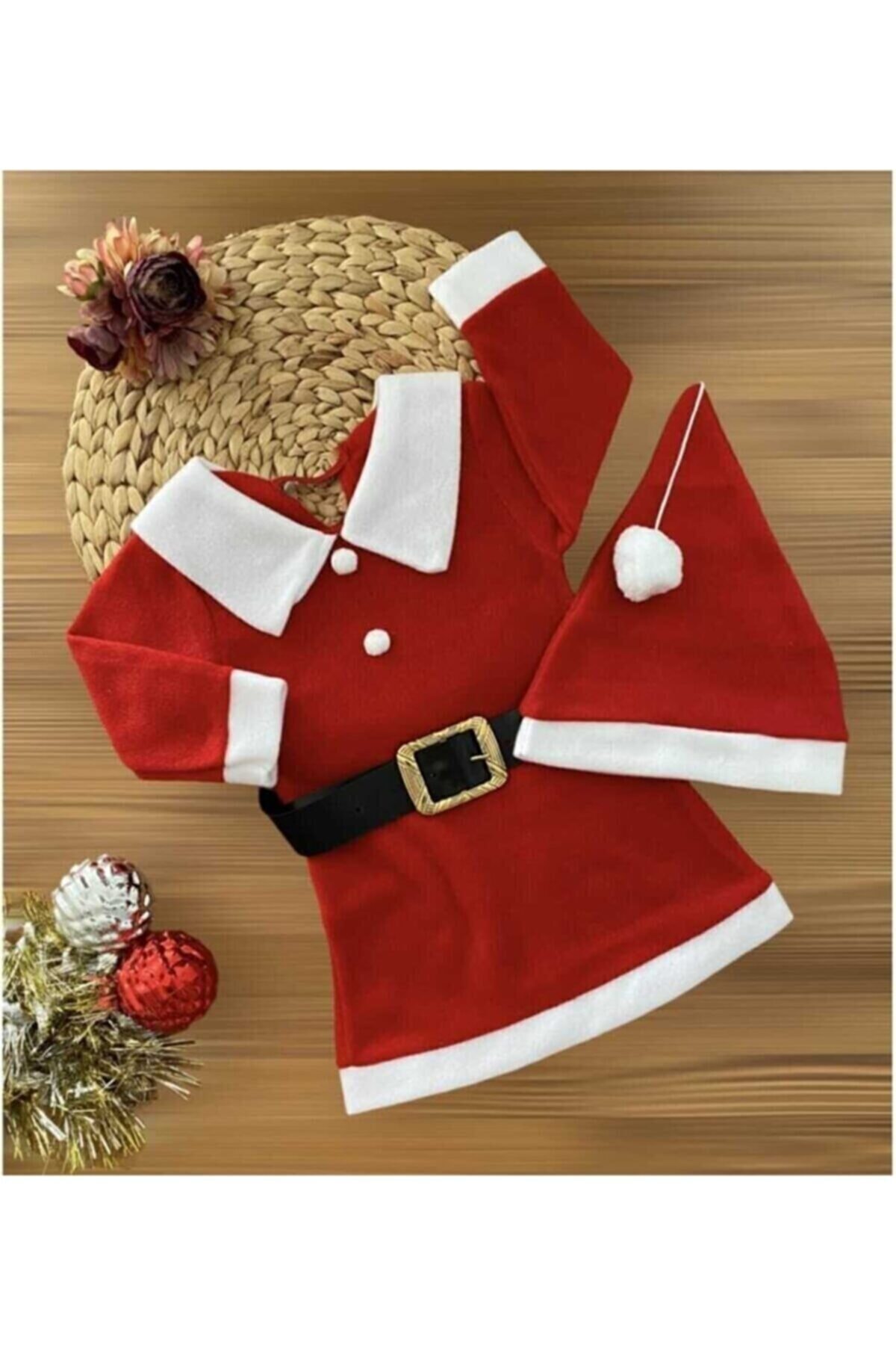 Liyavera Kız Çocuk Noel Kostüm Noel Anne Kostüm Happy Christmas Kostüm