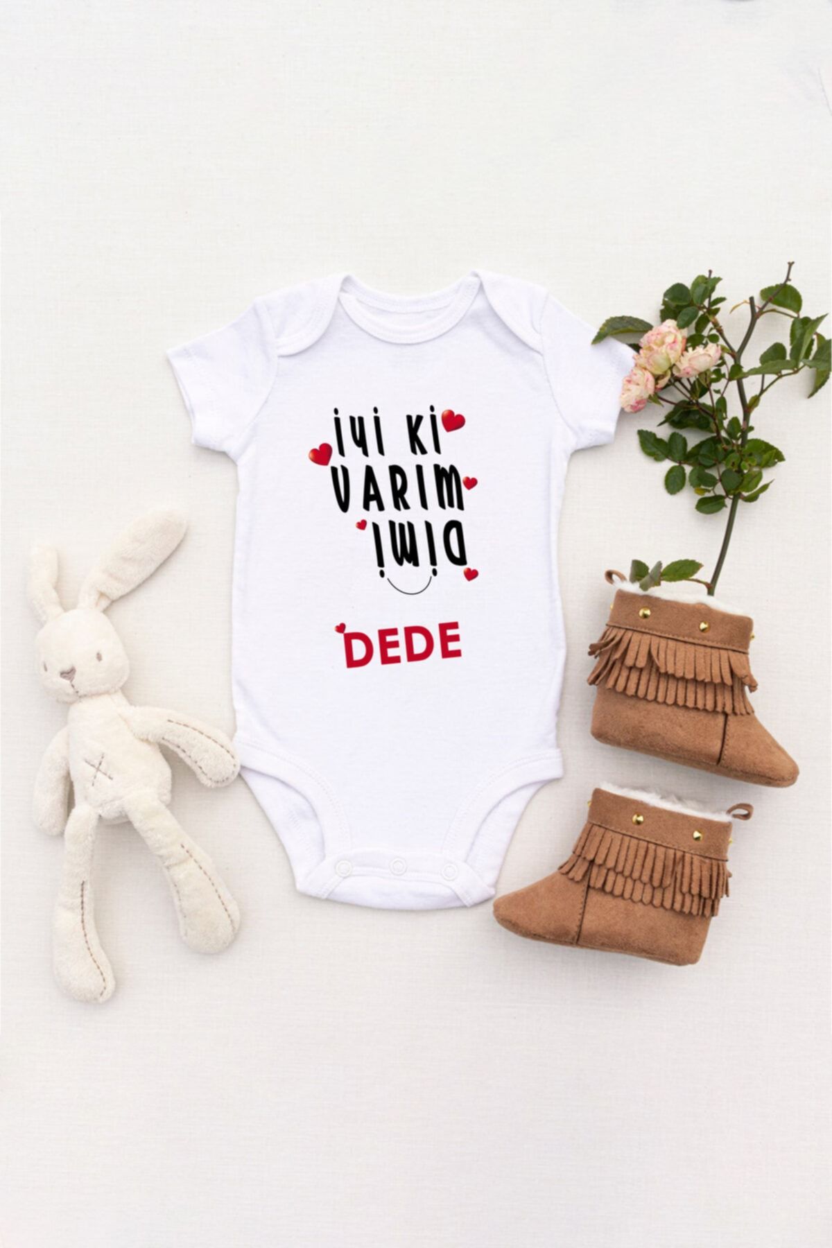 TILSIM STORE Unisex Bebek Iyi Ki Varım Dimi Dede Baskılı Body Zıbın