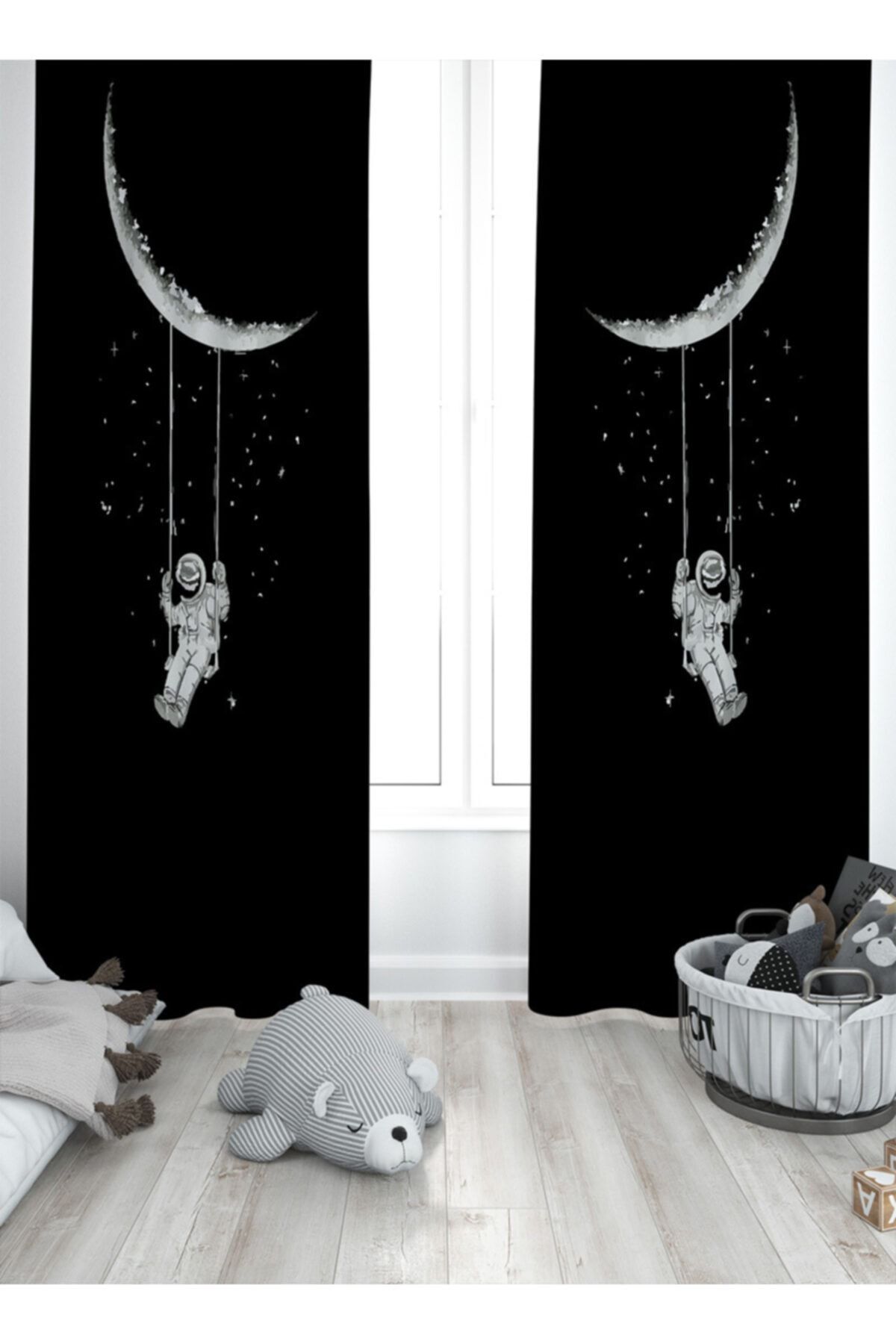 Ziu Kids Süet Dokulu Desenli Çocuk Odası Dekoratif Perde 5382