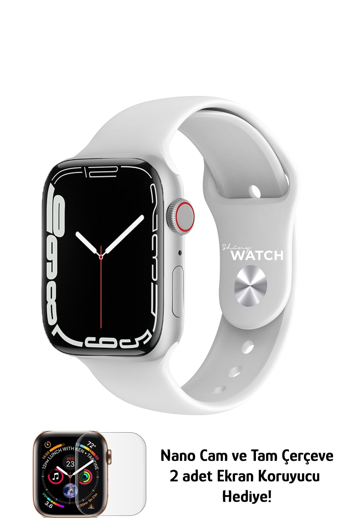 ShinyWATCH Watch 7 Pro Akıllı Saat Çift Tuş Aktif Gümüş Renk