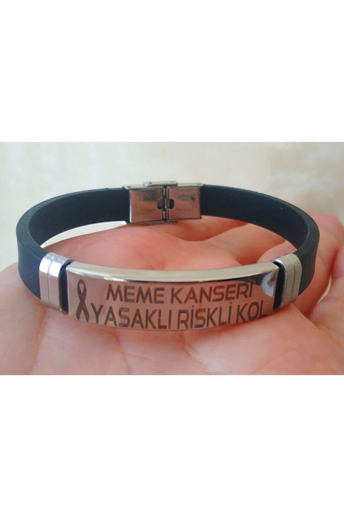 TRENDOFFİCAL Meme Ameliyat Farkındalık Acil Sağlık Bileklik Meme Kanseri Yasaklı Riskli Kol Yazılı