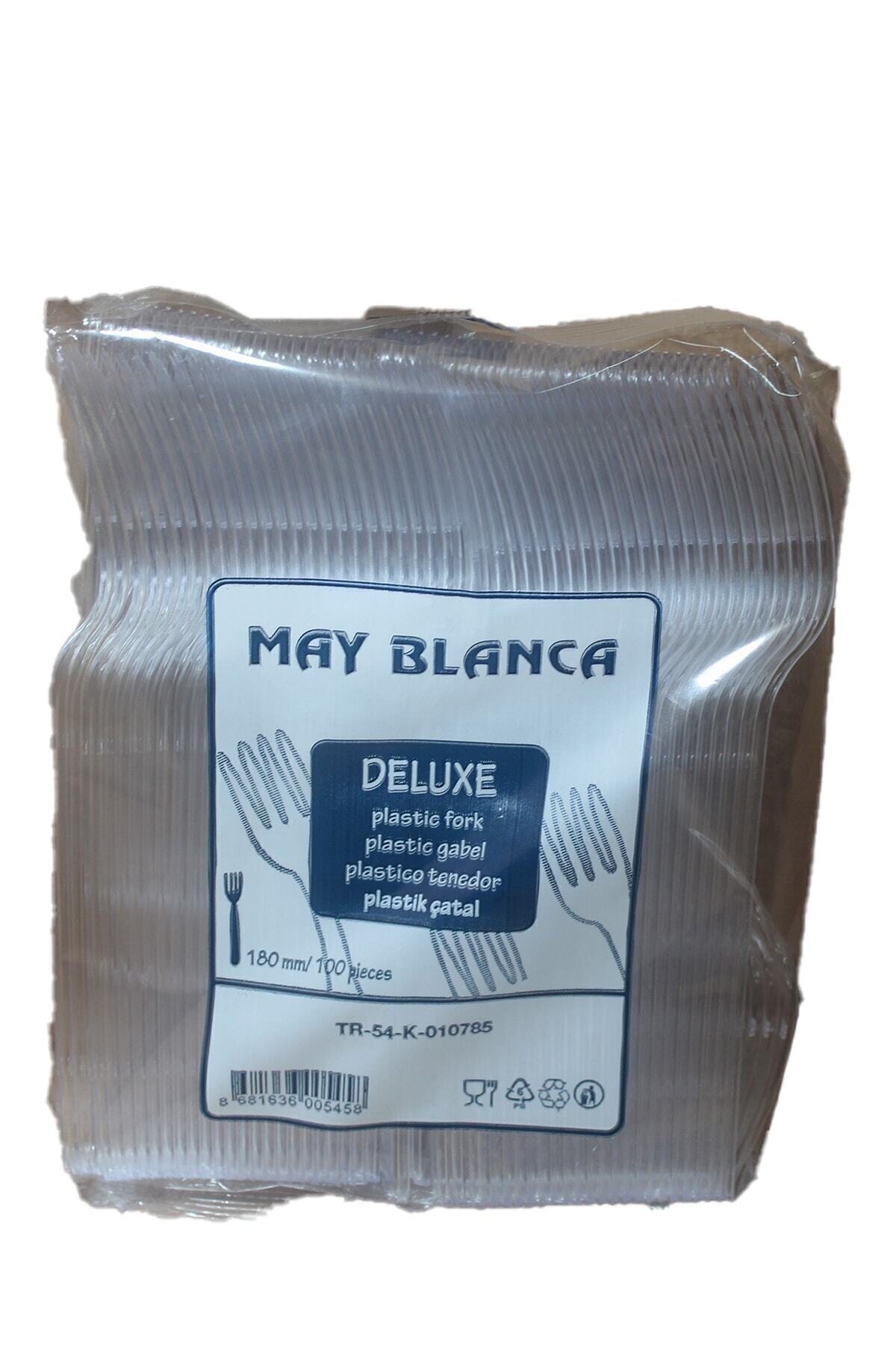 May Blanca Plastik Çatal Lüx 100'lü Kalın Plastikten