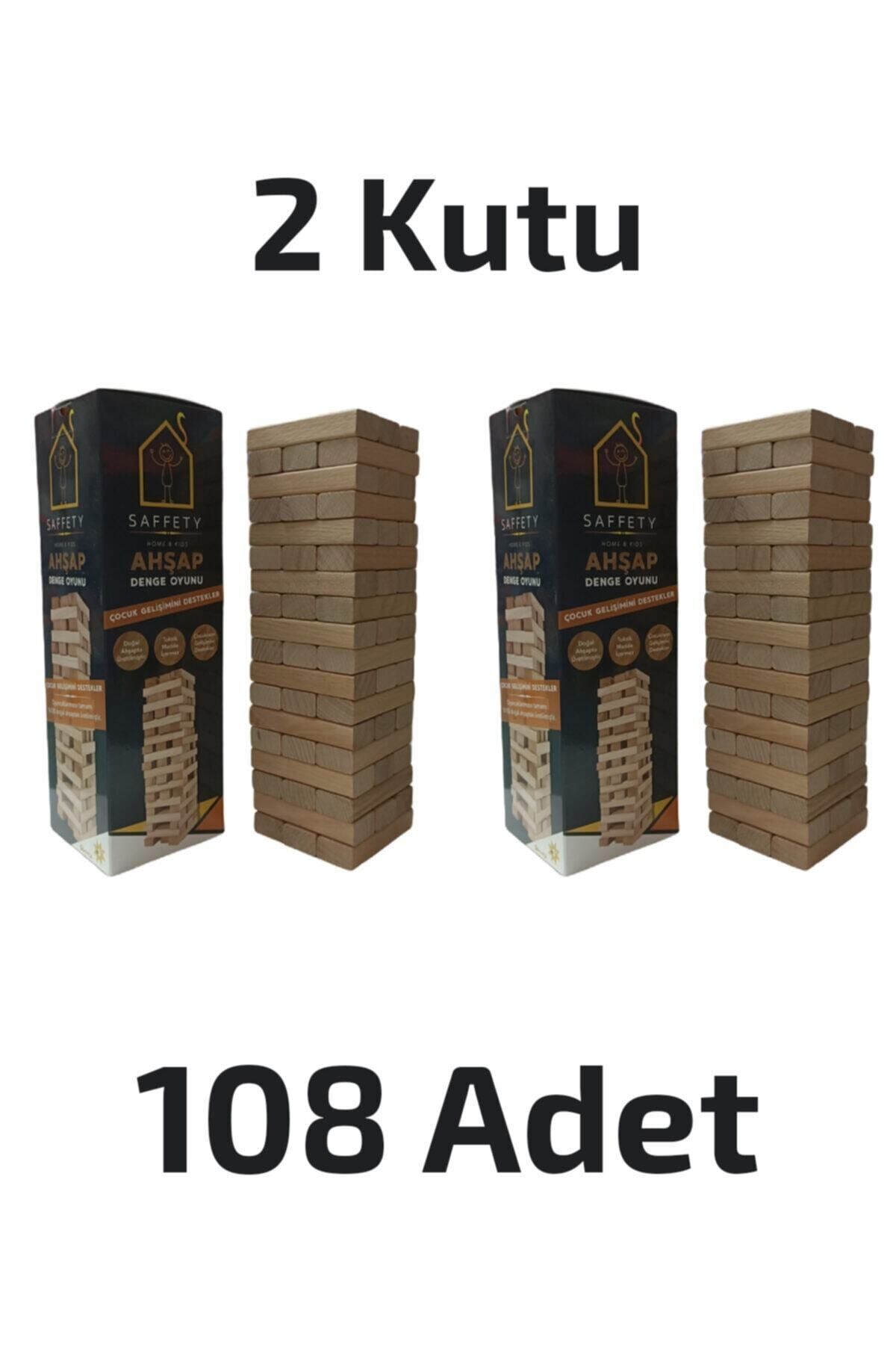 Celicido 108 Adet Jenga Ahşap Denge Oyunu Büyük Boy 2'li Jenga Denge Oyunu