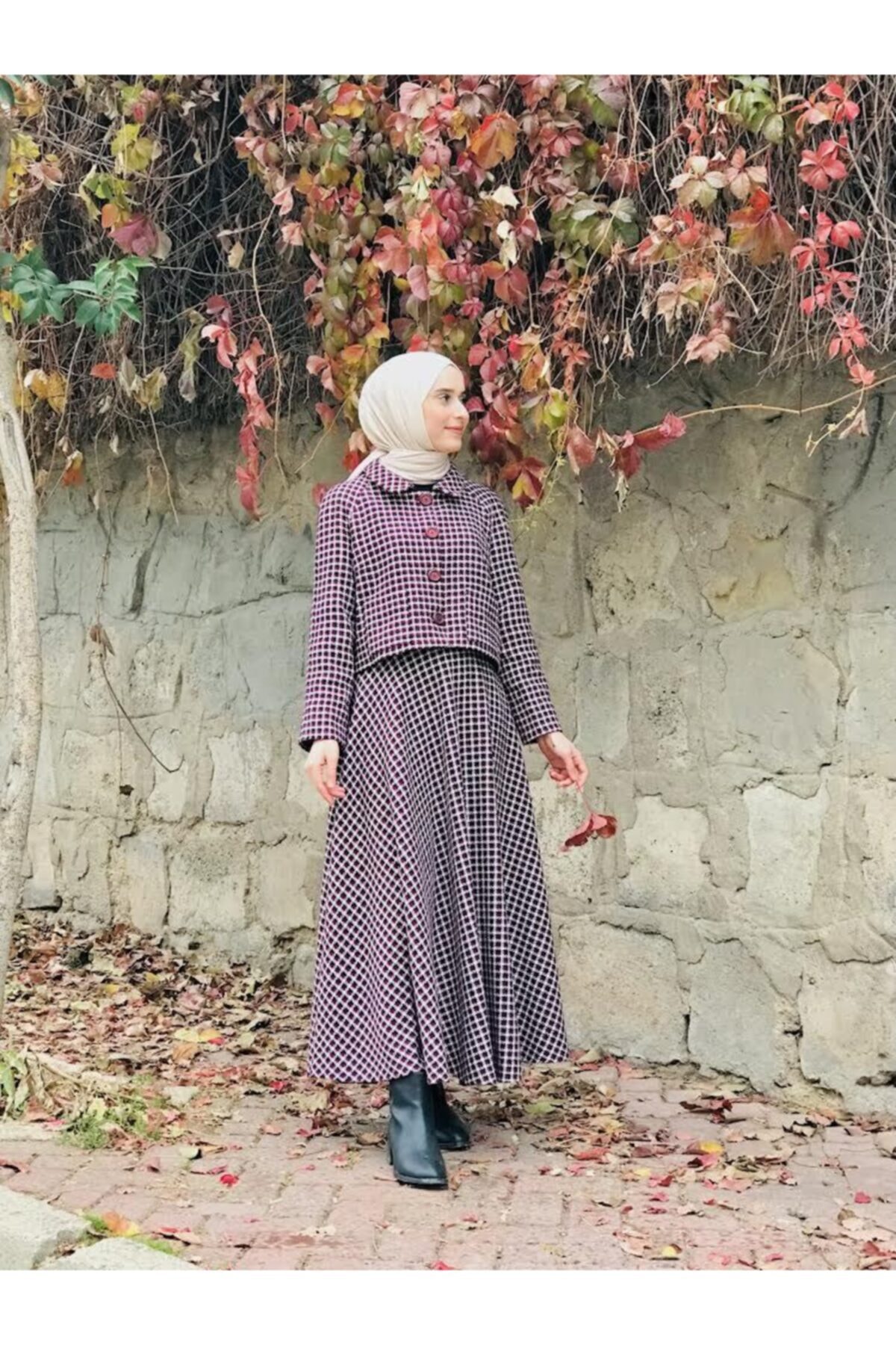 Tangül&Ali'S Moda Evi Kadın  Ekose Etek Ceket Takım