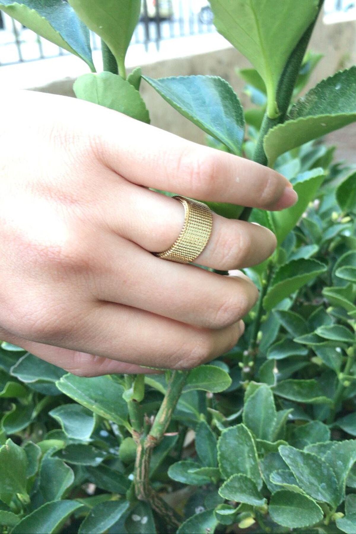 DLK TAKI Çelik Altın Kaplama Hasır Model Yüzük