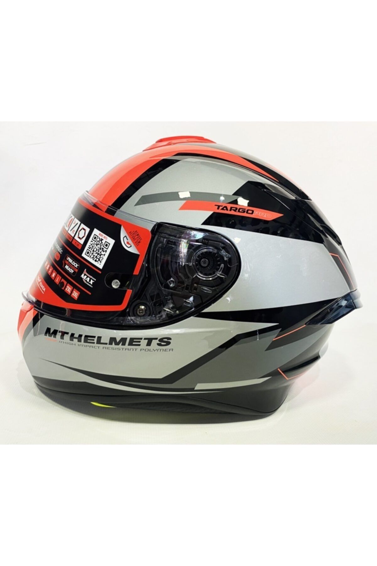MT Kask Targo Pro Sound A5 Flour Red Şefaf Vizörlü