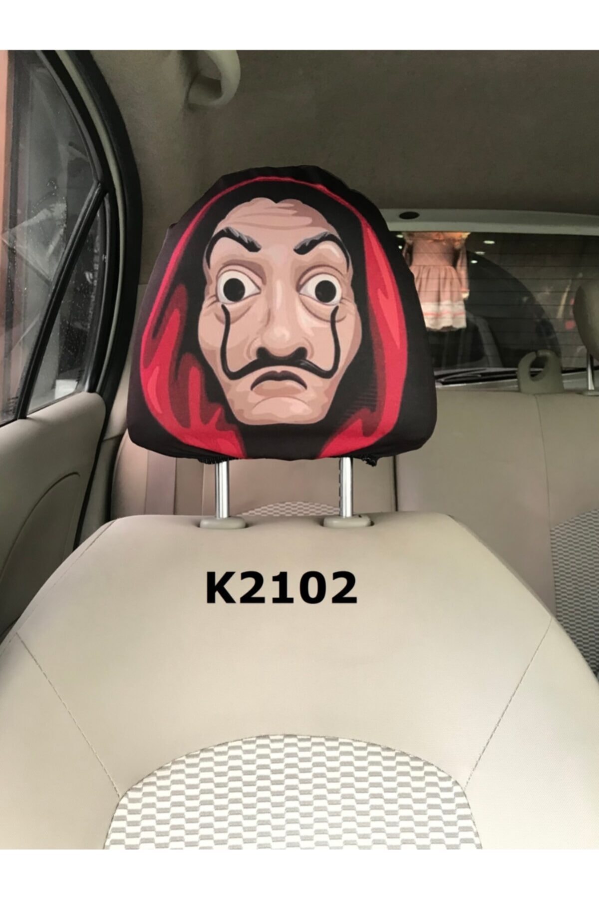 BTM OTOMOTİV La Casa De Papel Dali Baskılı Kumaş Koltuk Başlık Çorabı 2adet