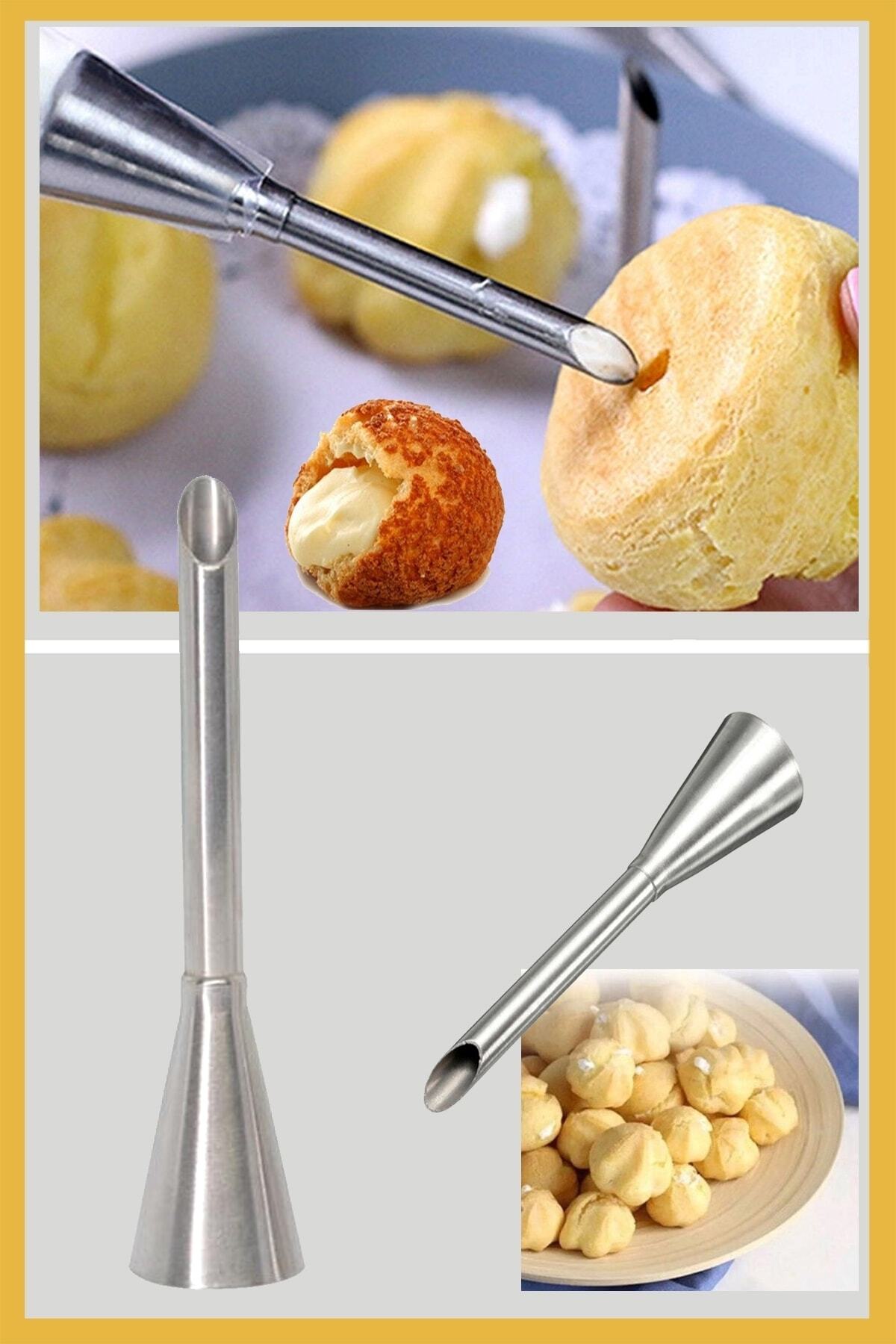 ENJOYPEPERON Paslanmaz Çelik Krema Sıkma Torbası Ucu , Şanti Torbası Ucu, Duy, Nozzle + 4 Adet Şanti Torbası