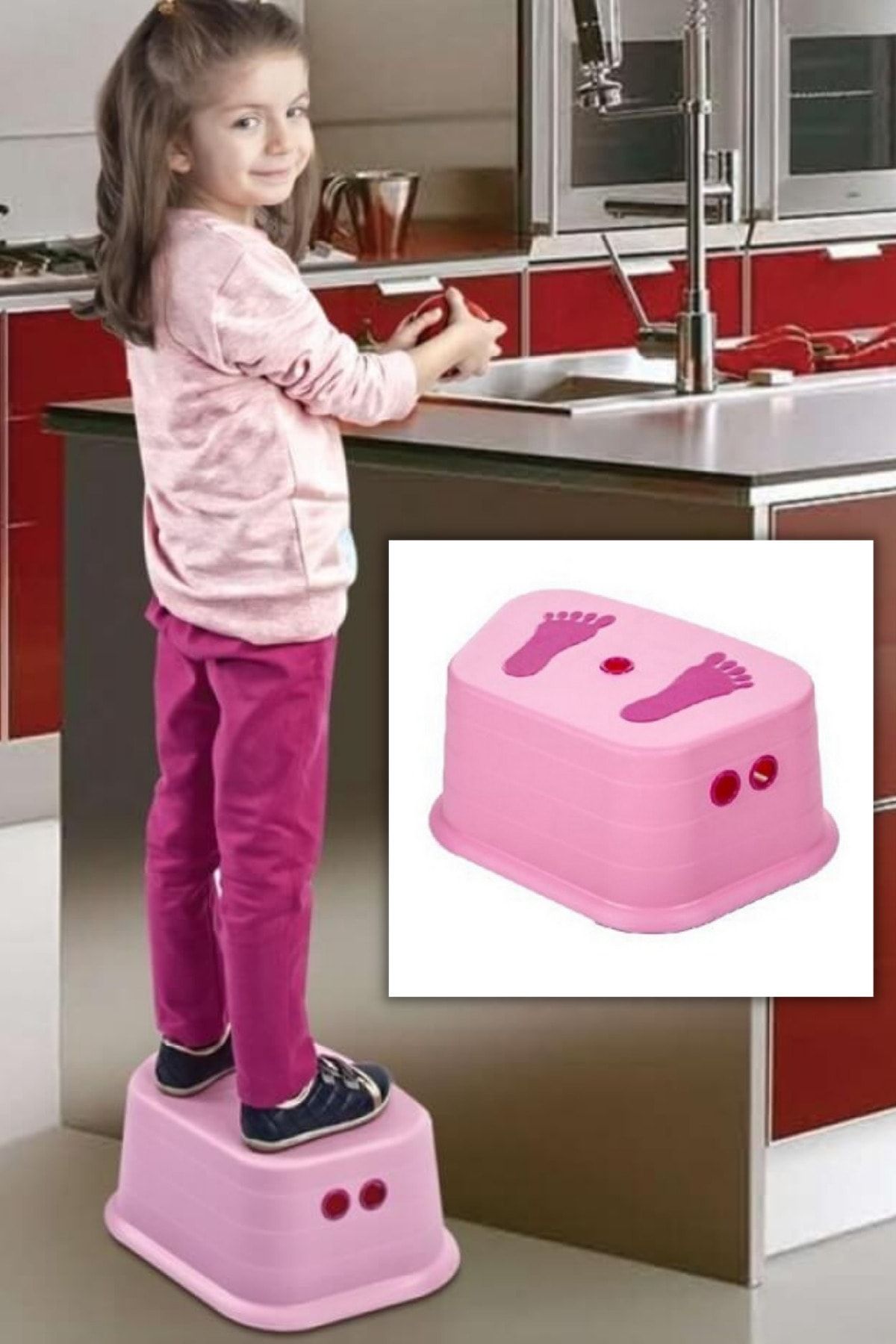 Mirvano Kaydırmaz Tabanlı Çocuk Basamağı, Çocuk Taburesi, Pembe