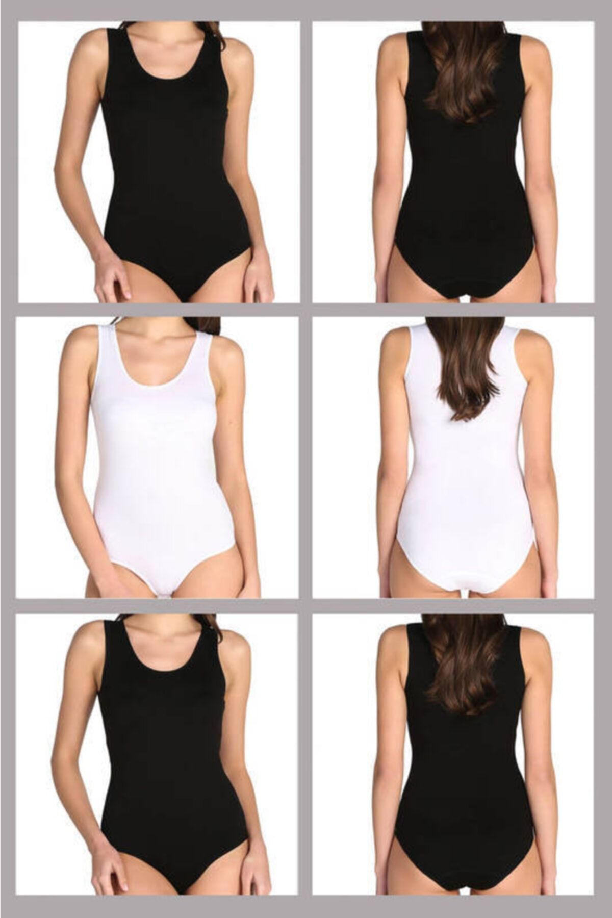 Tutku Kadın Büyük Beden Geniş Askılı Body 5'li Ekonomik Paket 0149_3 2 Beyaz-3 Siyah