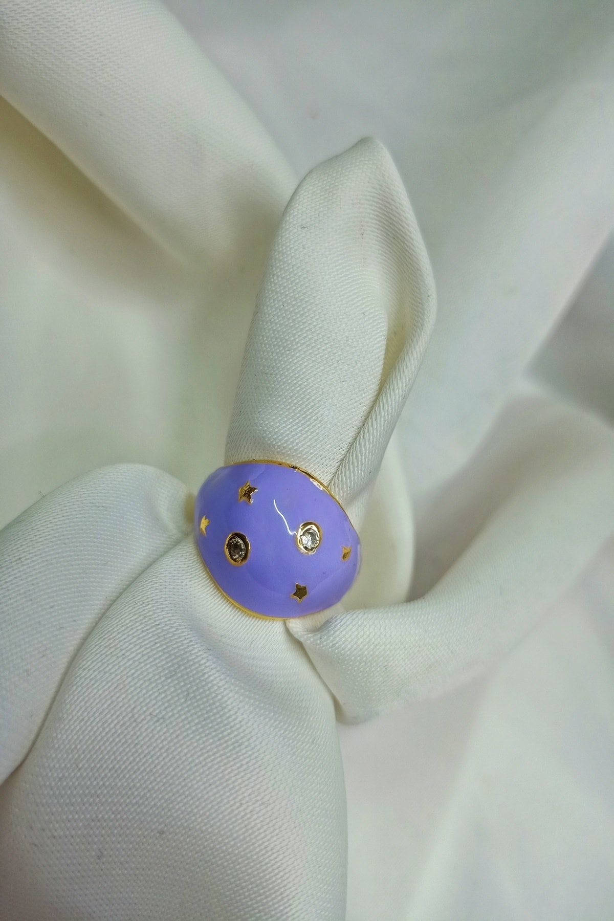 SkyYouAccessories Moon Minimal Yıldızlı Renkli Yüzük Lila