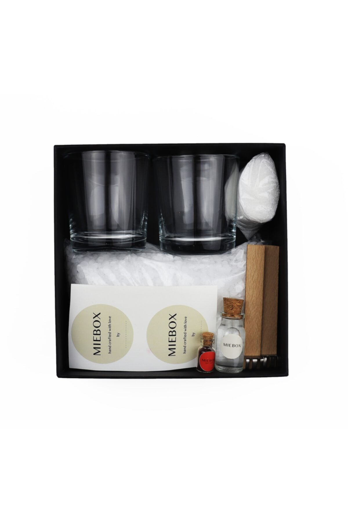 MieBox Kendin Yap Parafin Mum Yap Kiti( 2 Bardak) (tarçin - Hindistan Ceviz - Sarı Renk)