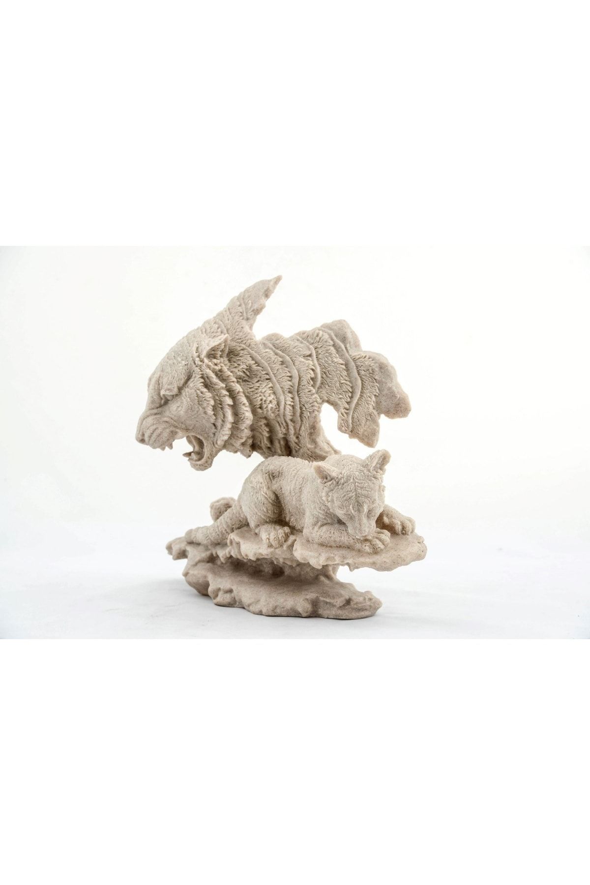 DREAM VEGA Özel Tasarım Dekoratif Yavrulu Kaplan Biblo 30 Cm