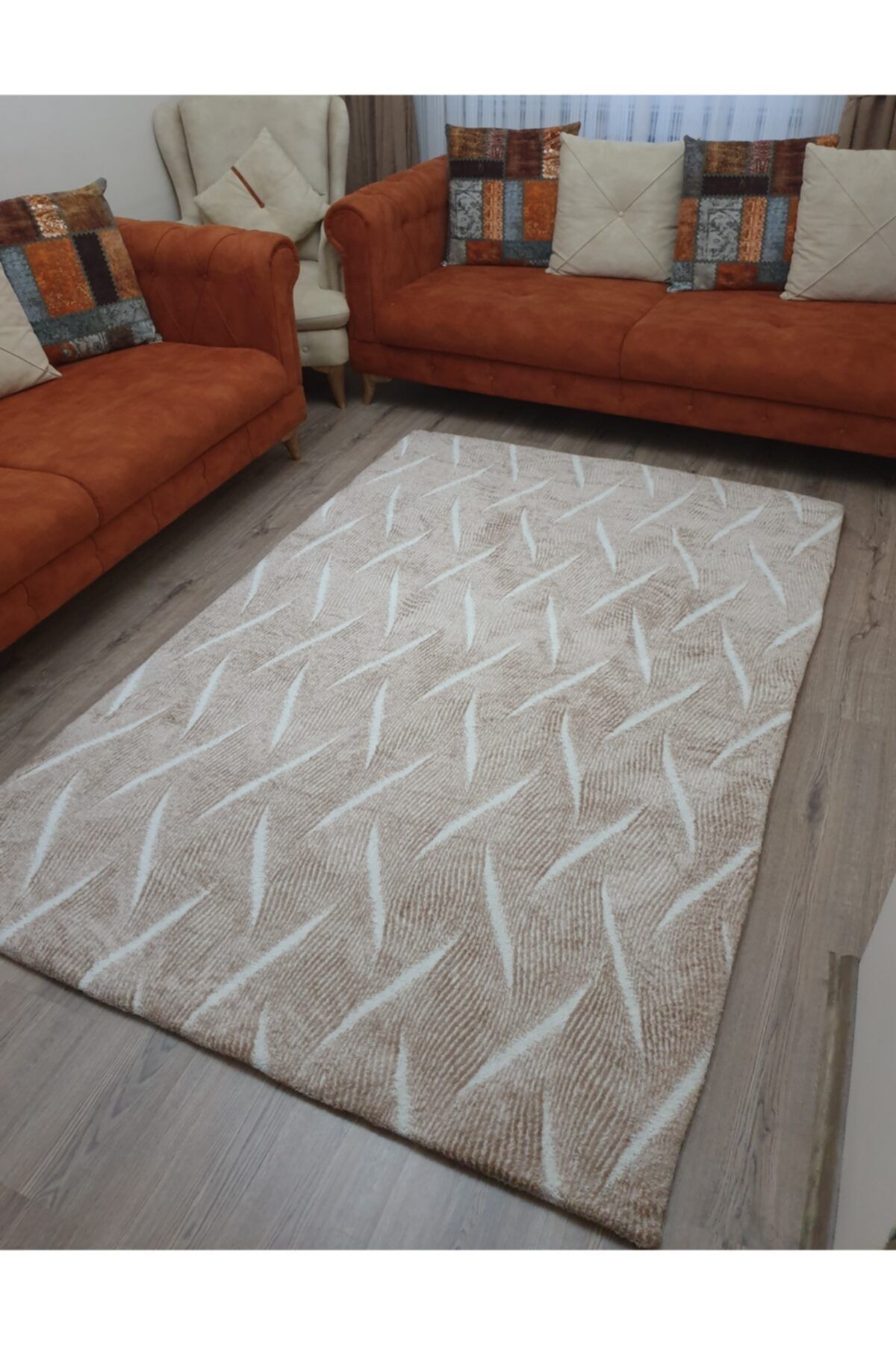 Welsoft Sıla Home Halı Örtüsü Kahve Çizgi