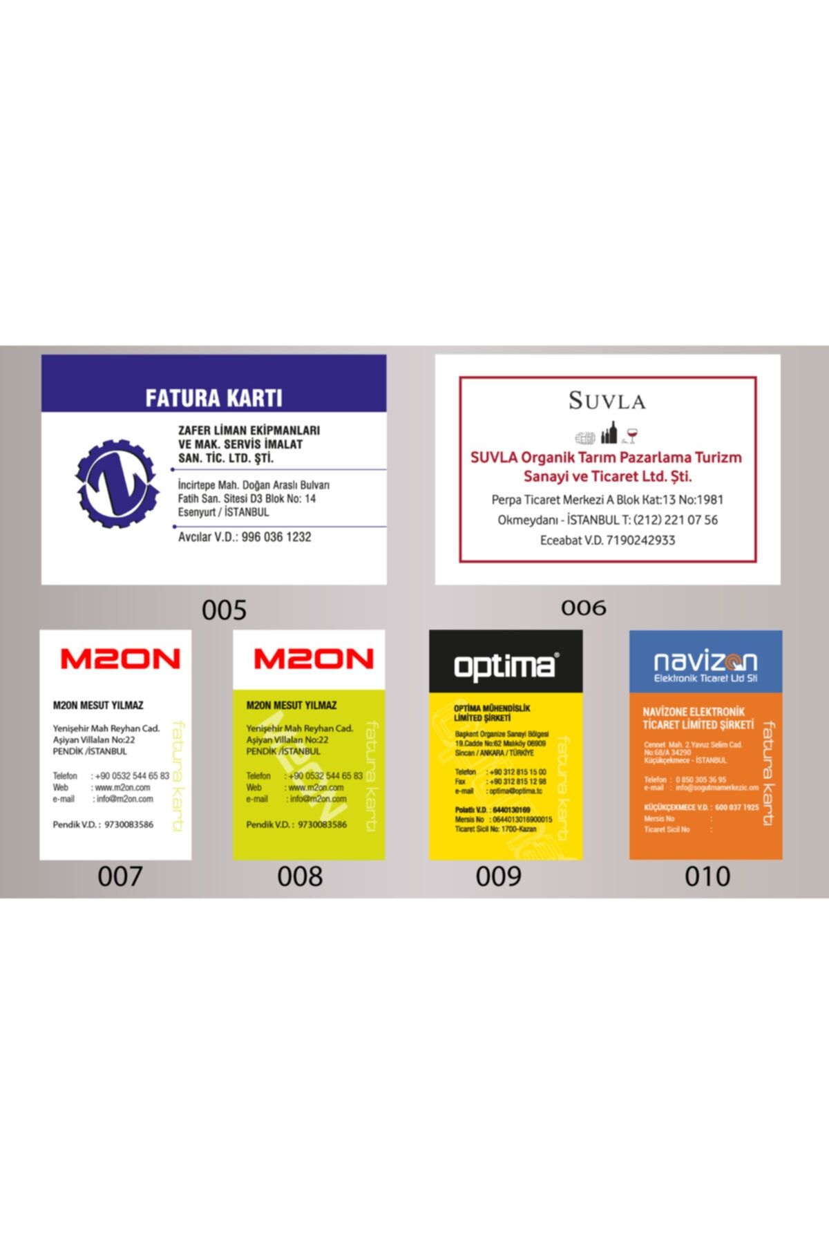 BAŞAK Fatura Kartı Pvc Plastik Kart 10 Adet