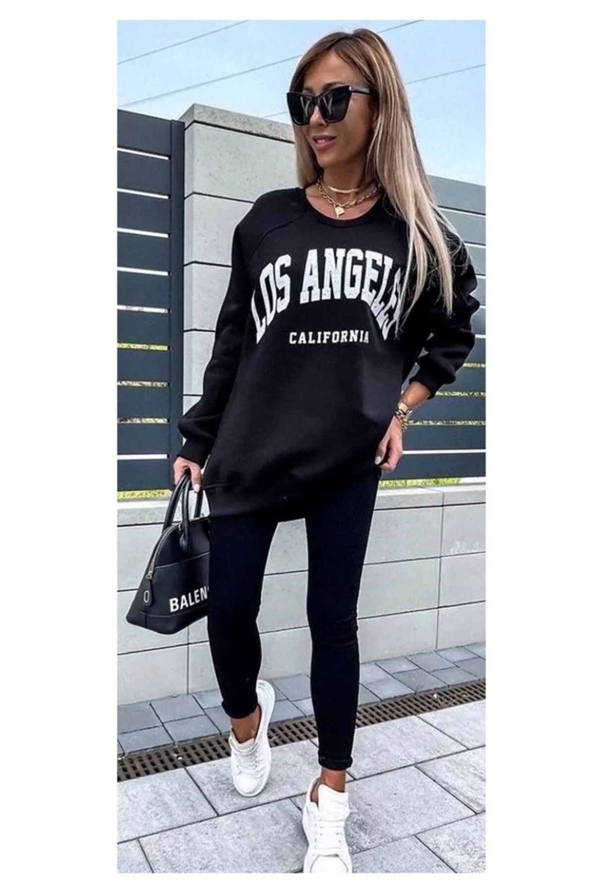 ELBİSENN Los Angeles Sweatshırt Tayt Ikili Takım (siyah)