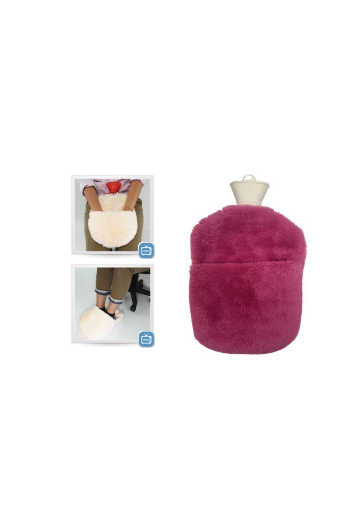 Bosphorus Sıa Sıcak Su Torbası Cepli Pembe Peluş Termofor 35x23x2 cm 2 lt