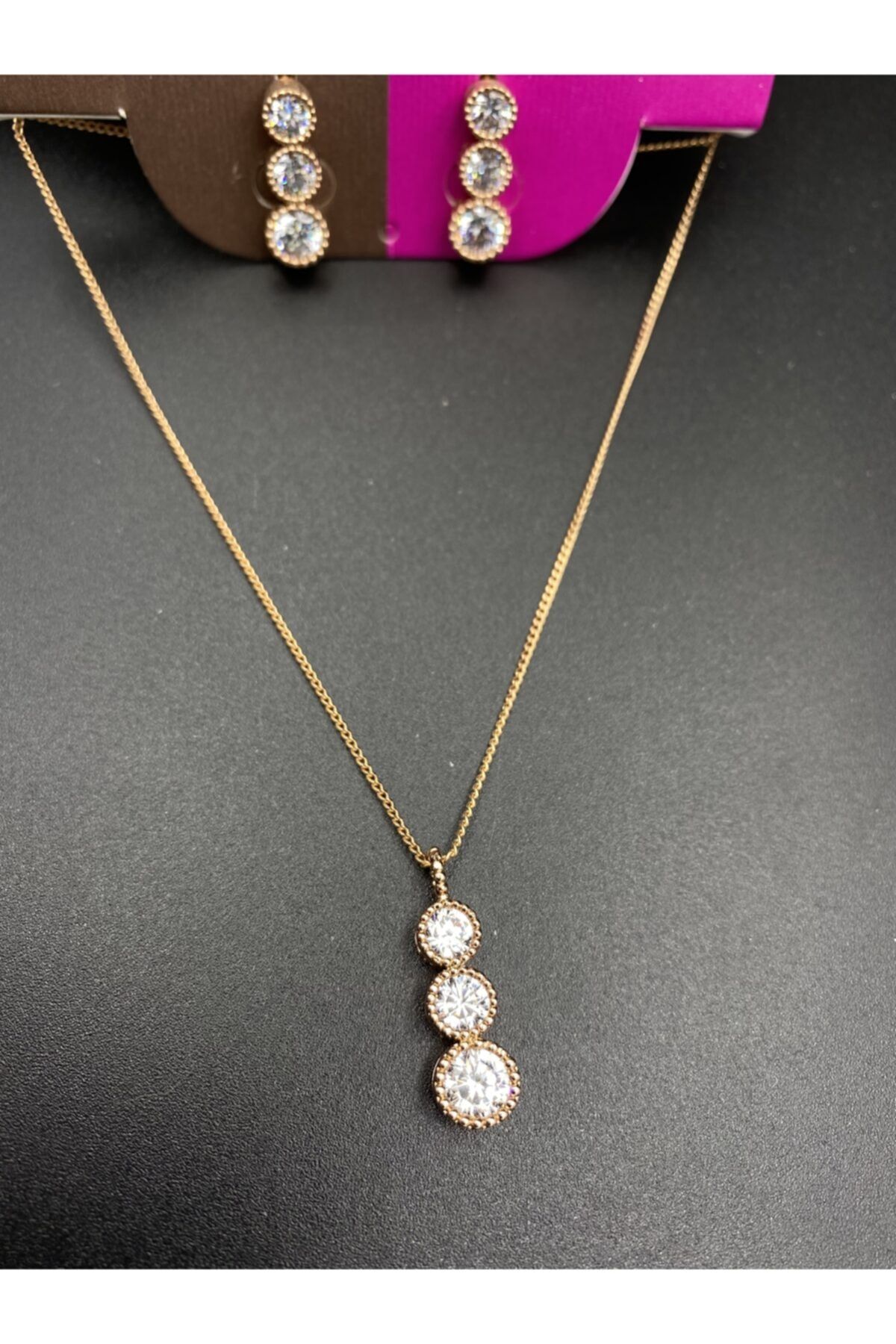 Accessories Rodyum Kaplama Kolye Küpe Takım