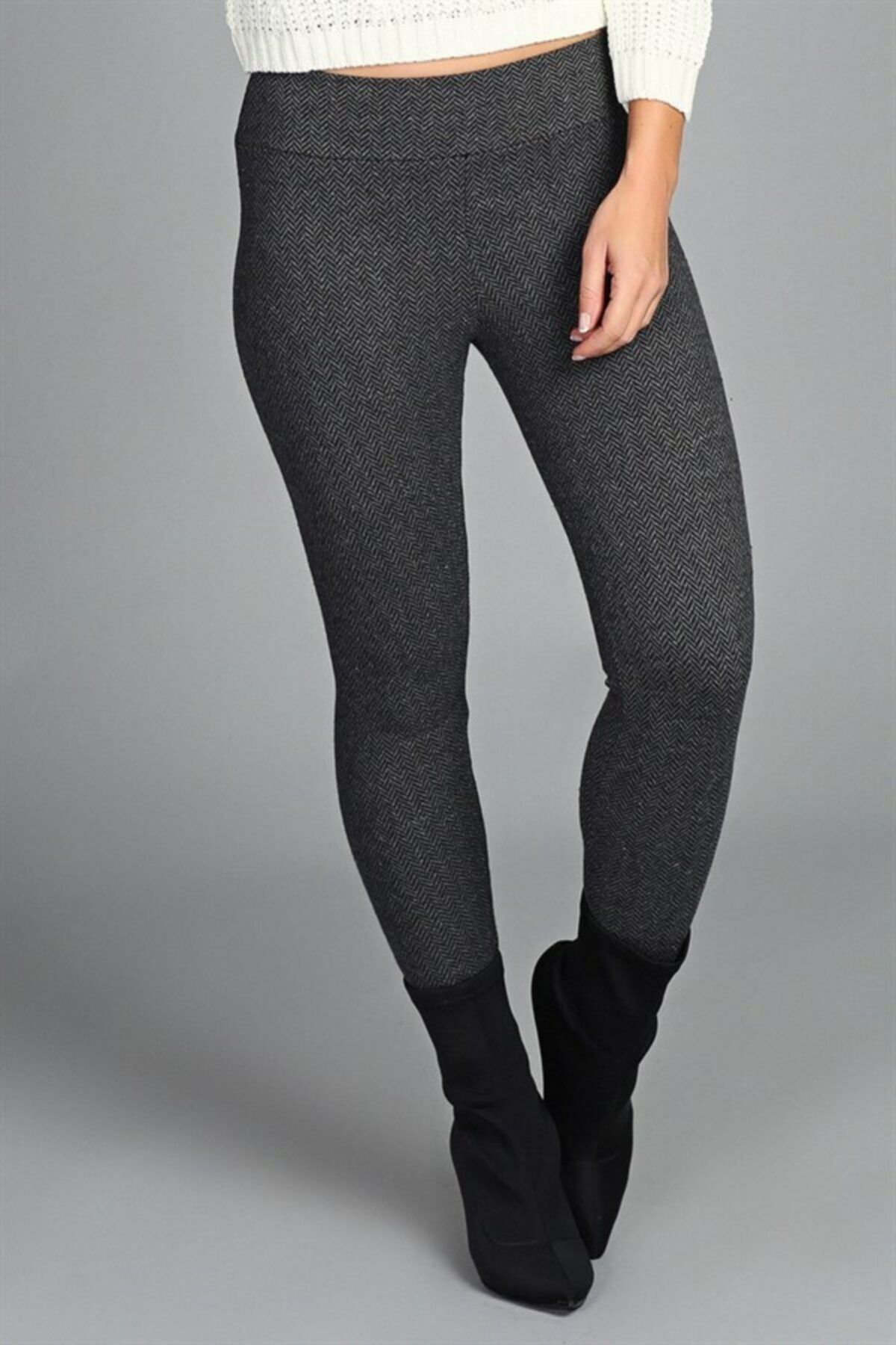 Fit & Fit Tayt Kopya - Ekstra Yüksek Bel Geniş Kemer Toparlayıcı Sıkılaştırıcı Füme Kışlık Kumaş Pantolon Tayt