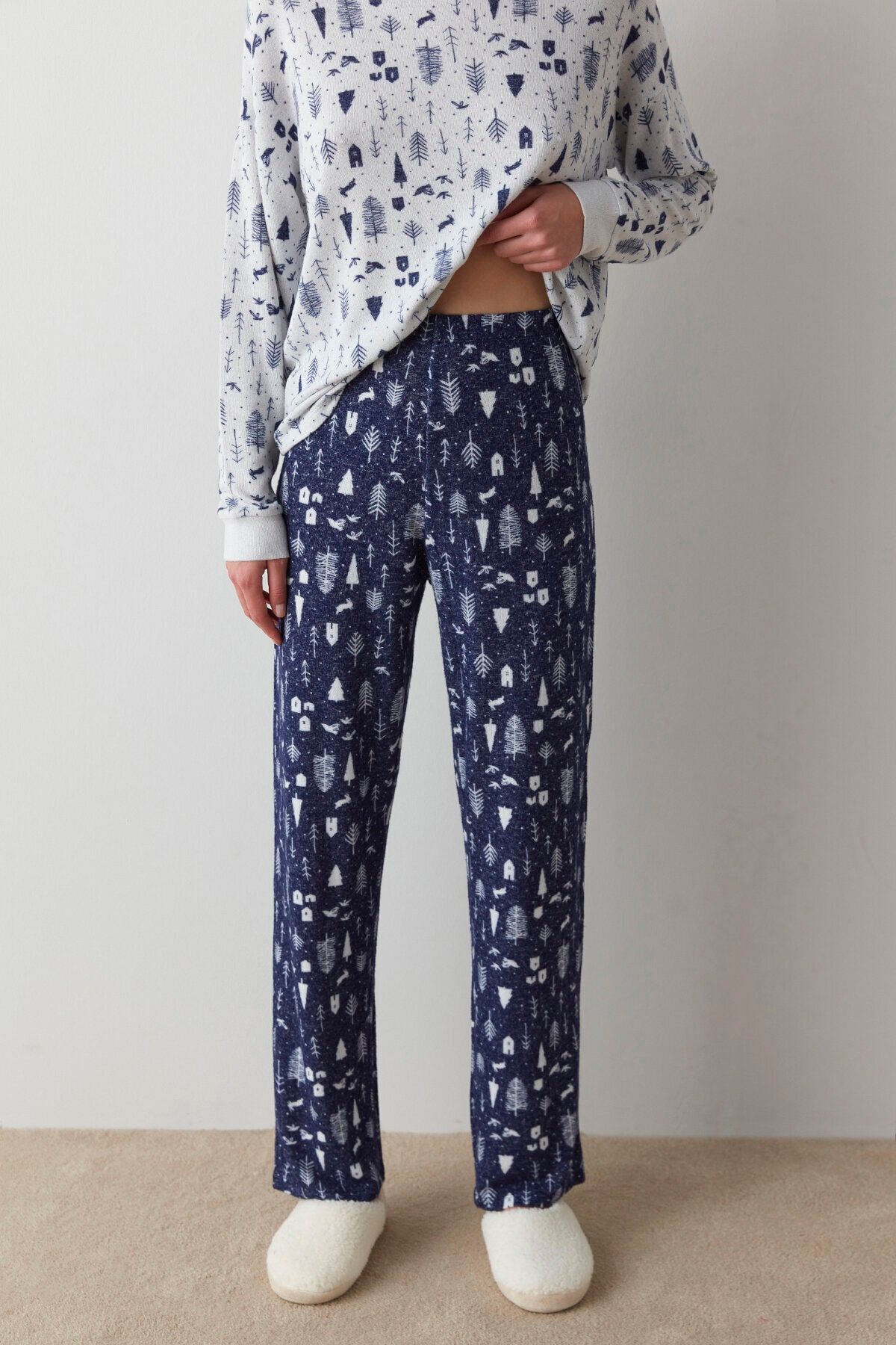Penti Lacivert Night Forest Printed Pijama Altı