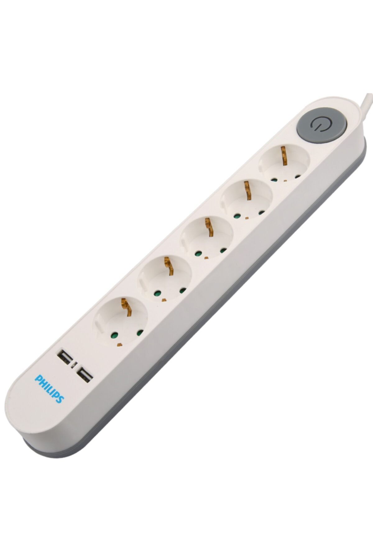 Philips Sps1153a/51 5 li 2 mtKablolu Çift Usbli Anahtarlı Beyaz Akım Korumalı Priz
